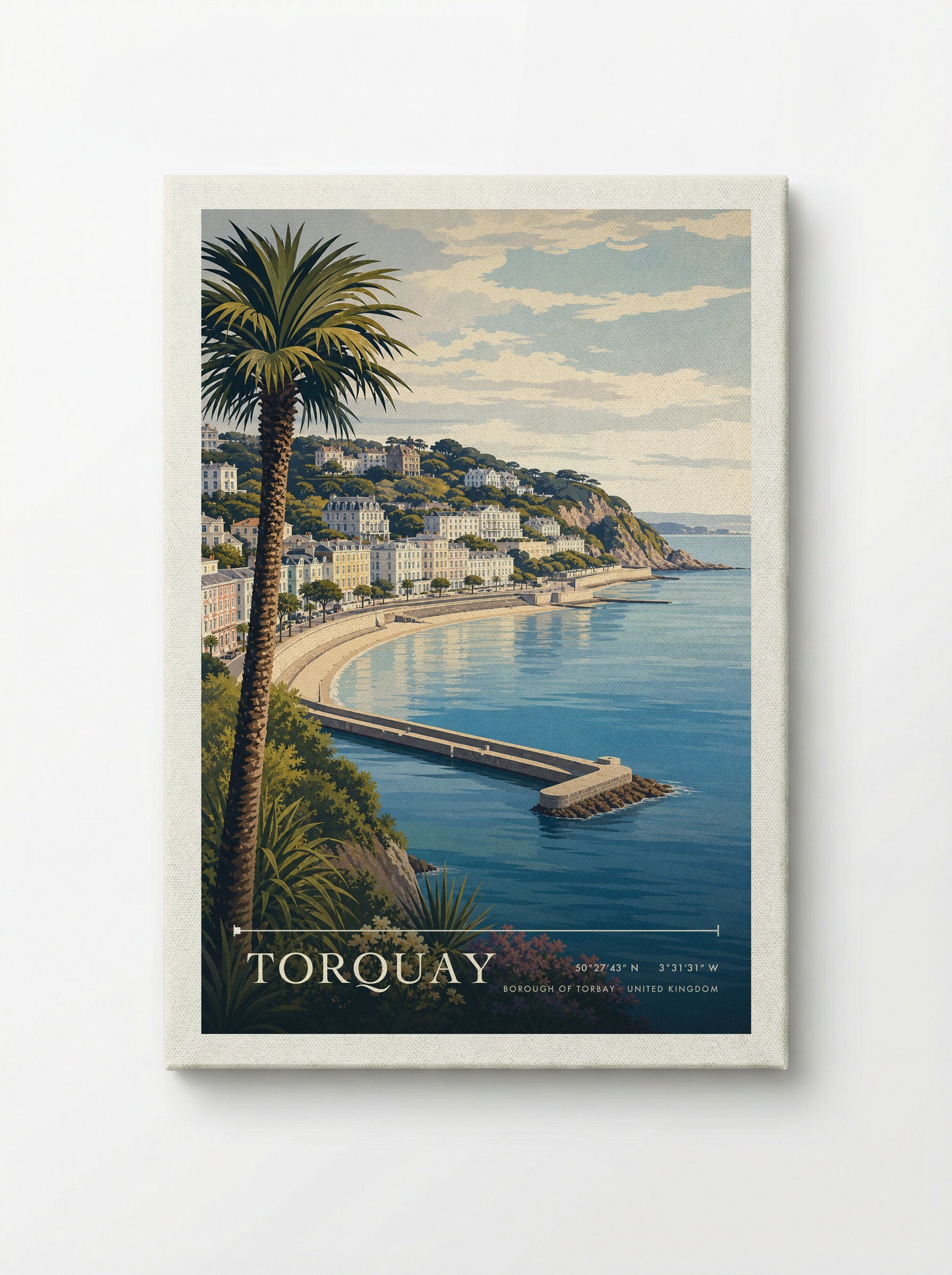 Torquay Borough of Torbay United Kingdom Travel Poster - Canvas