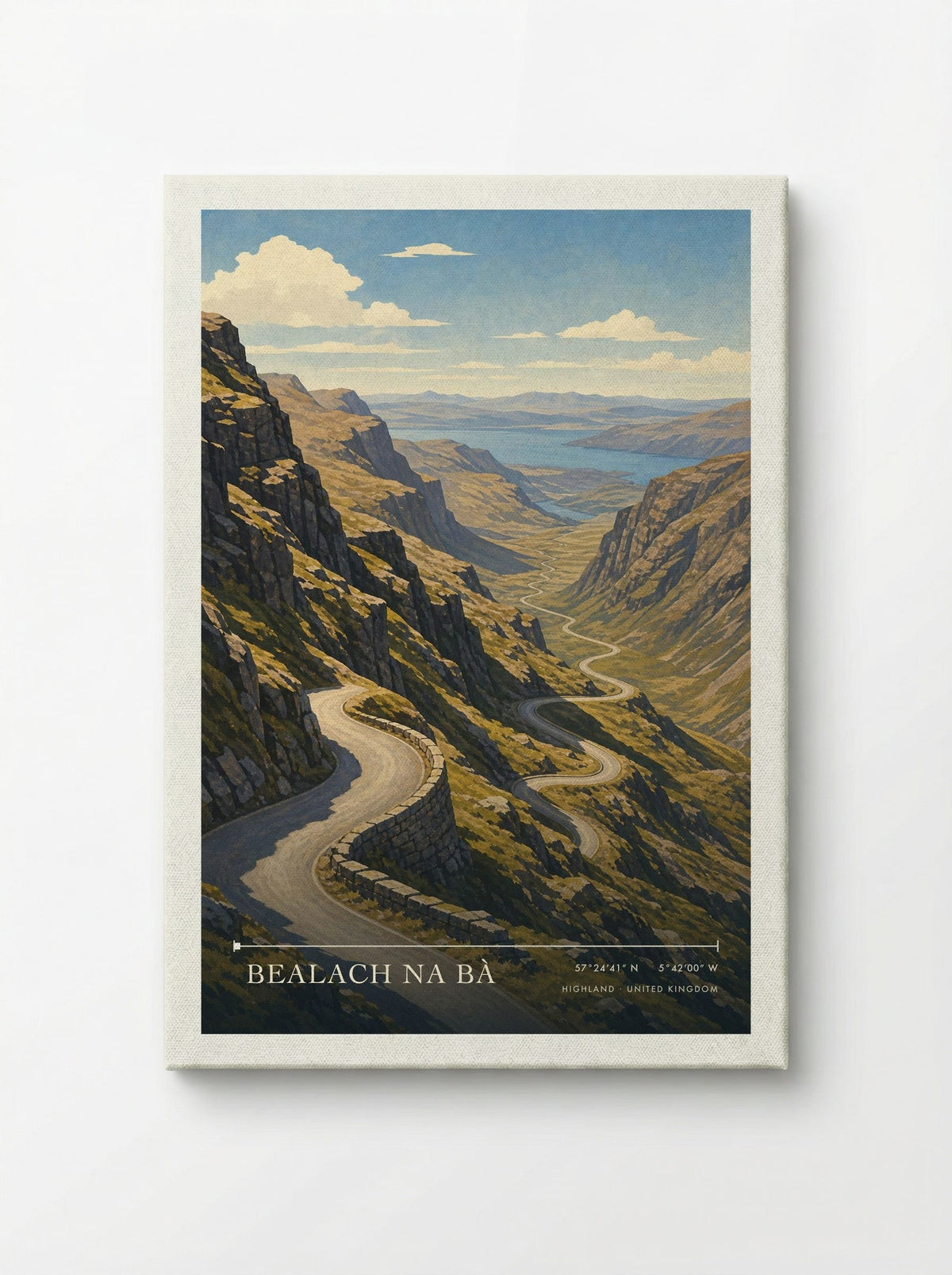 Bealach na Bà Highland United Kingdom Travel Poster - Canvas
