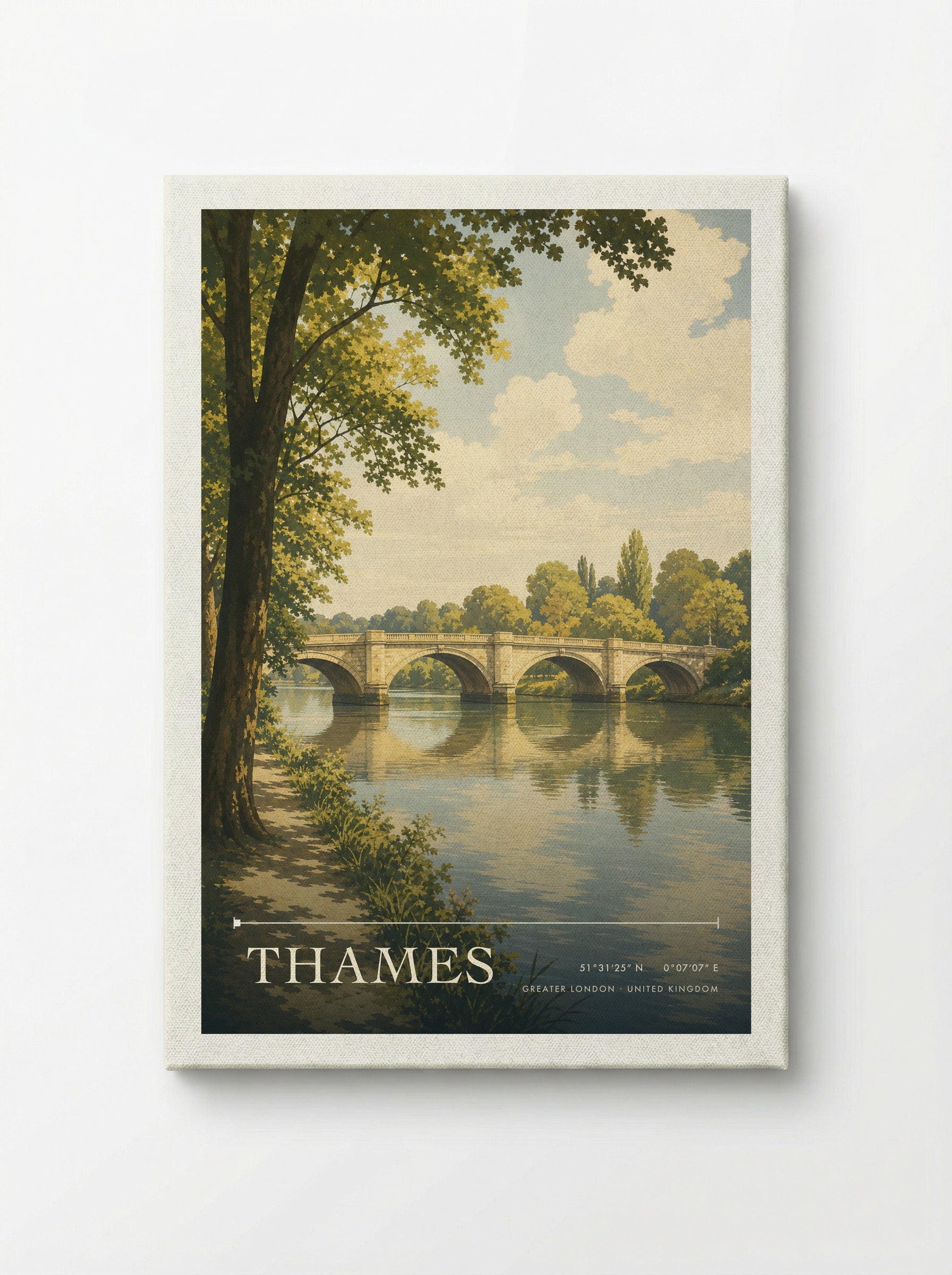 Thames Greater London United Kingdom Travel Poster - Canvas