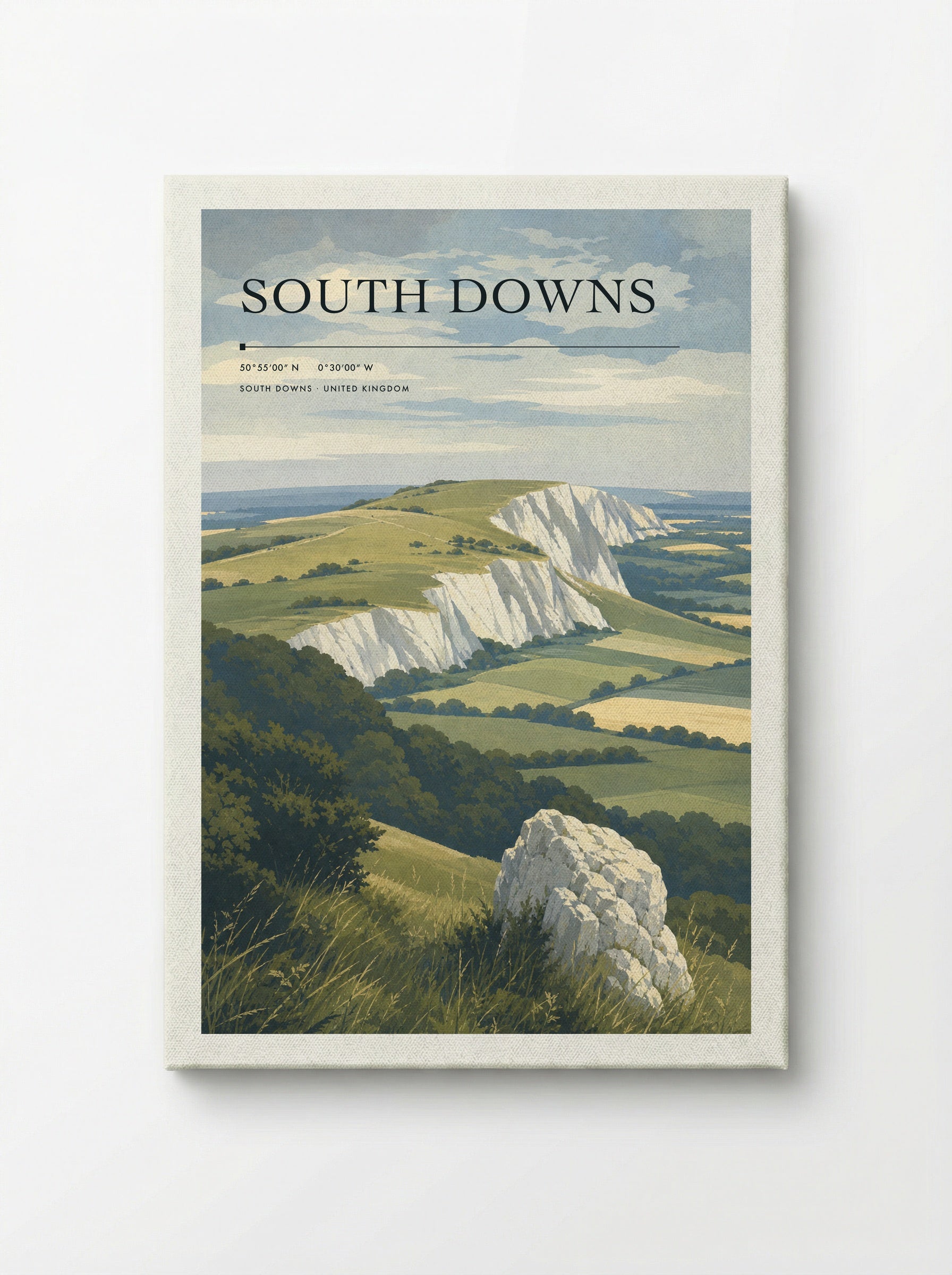 South Downs United Kingdom Travel Poster - Canvas