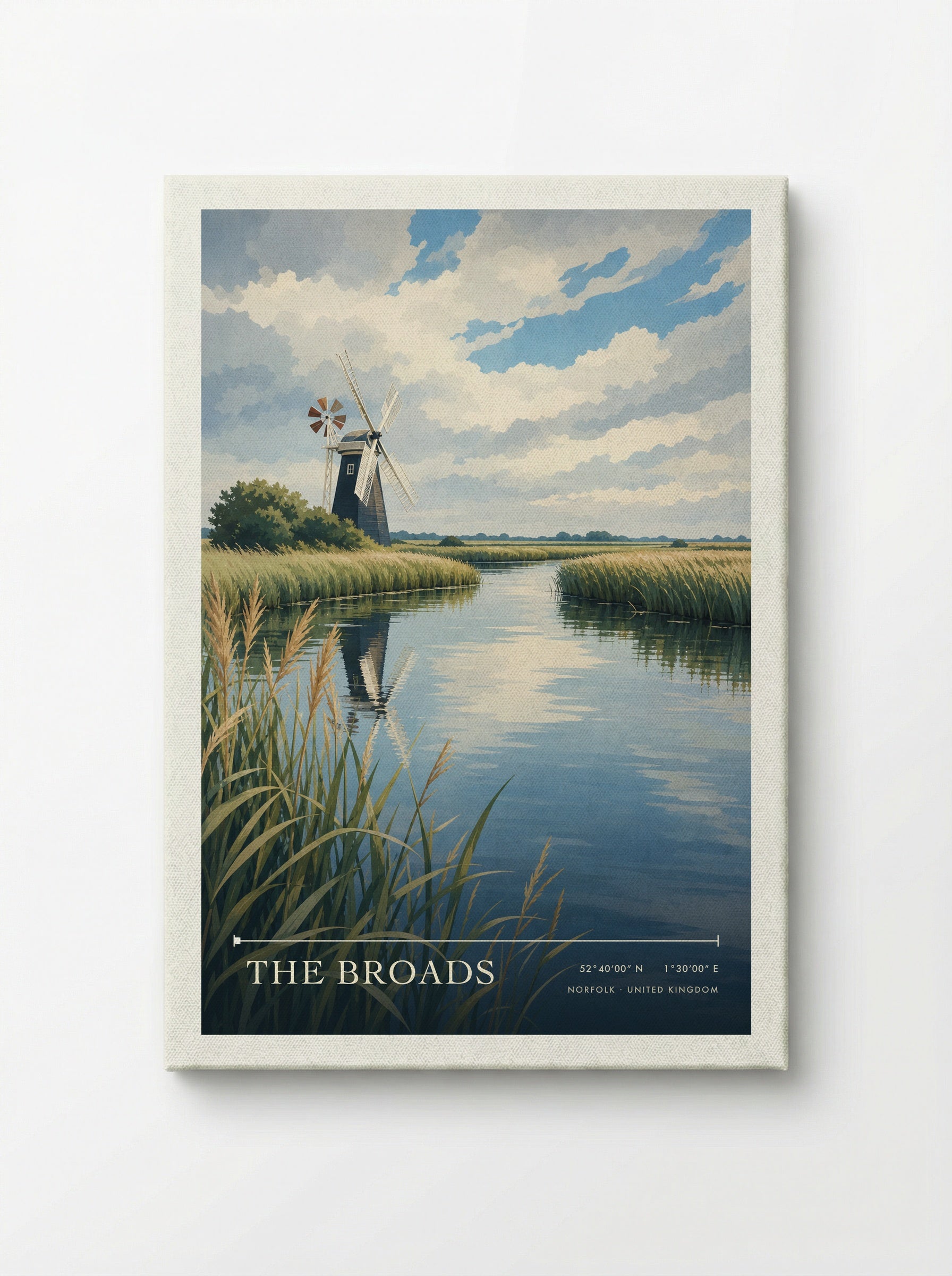 The Broads Norfolk United Kingdom Travel Poster - Canvas