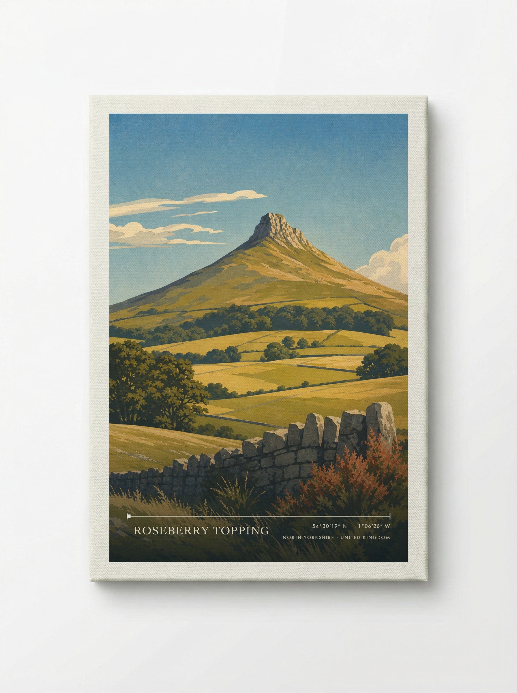 Roseberry Topping North Yorkshire United Kingdom Travel Poster - Canvas