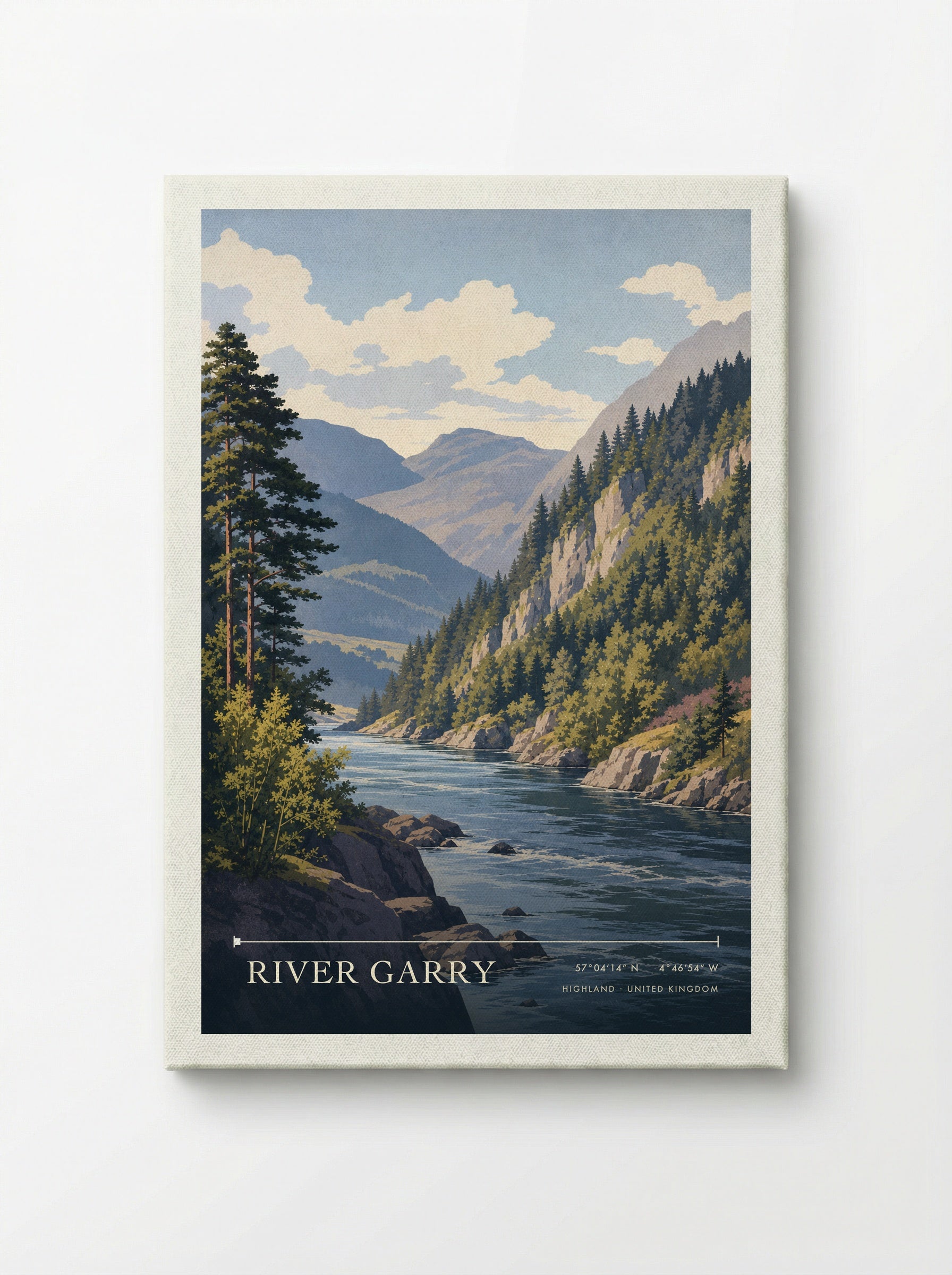 River Garry Highland United Kingdom Travel Poster - Canvas