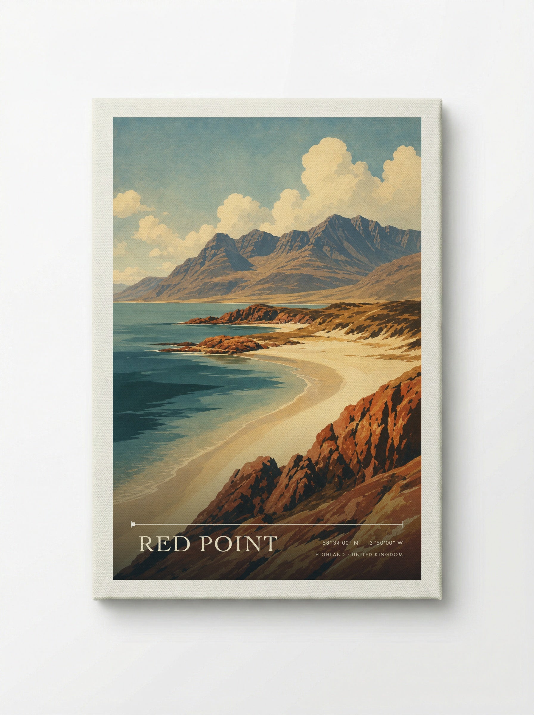Red Point Highland United Kingdom Travel Poster - Canvas