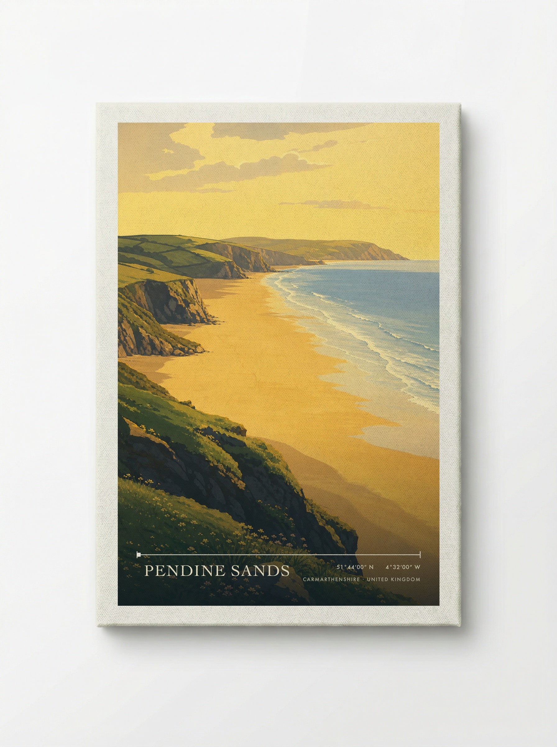Pendine Sands Carmarthenshire United Kingdom Travel Poster - Canvas