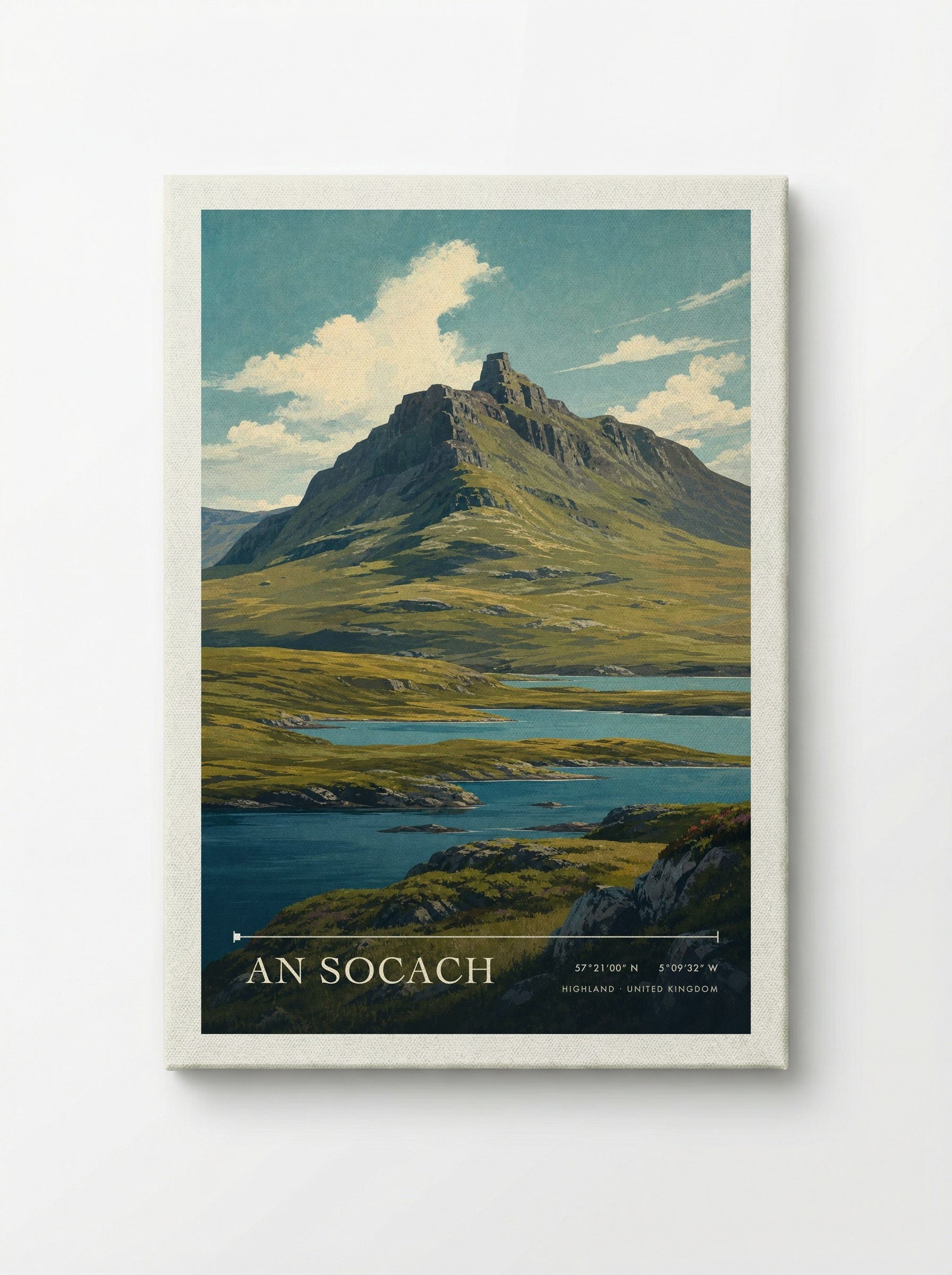 An Socach Highland United Kingdom Travel Poster - Canvas