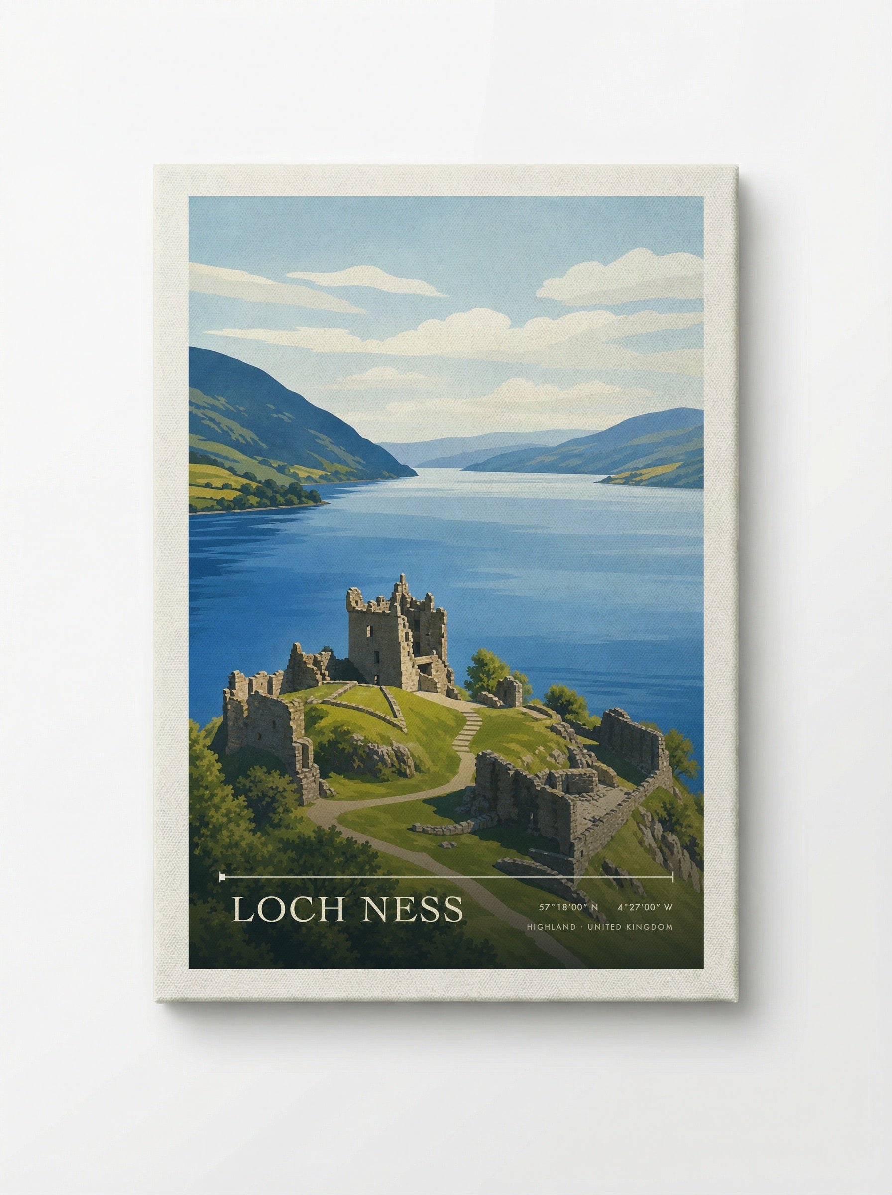 Loch Ness Highland United Kingdom Travel Poster - Canvas