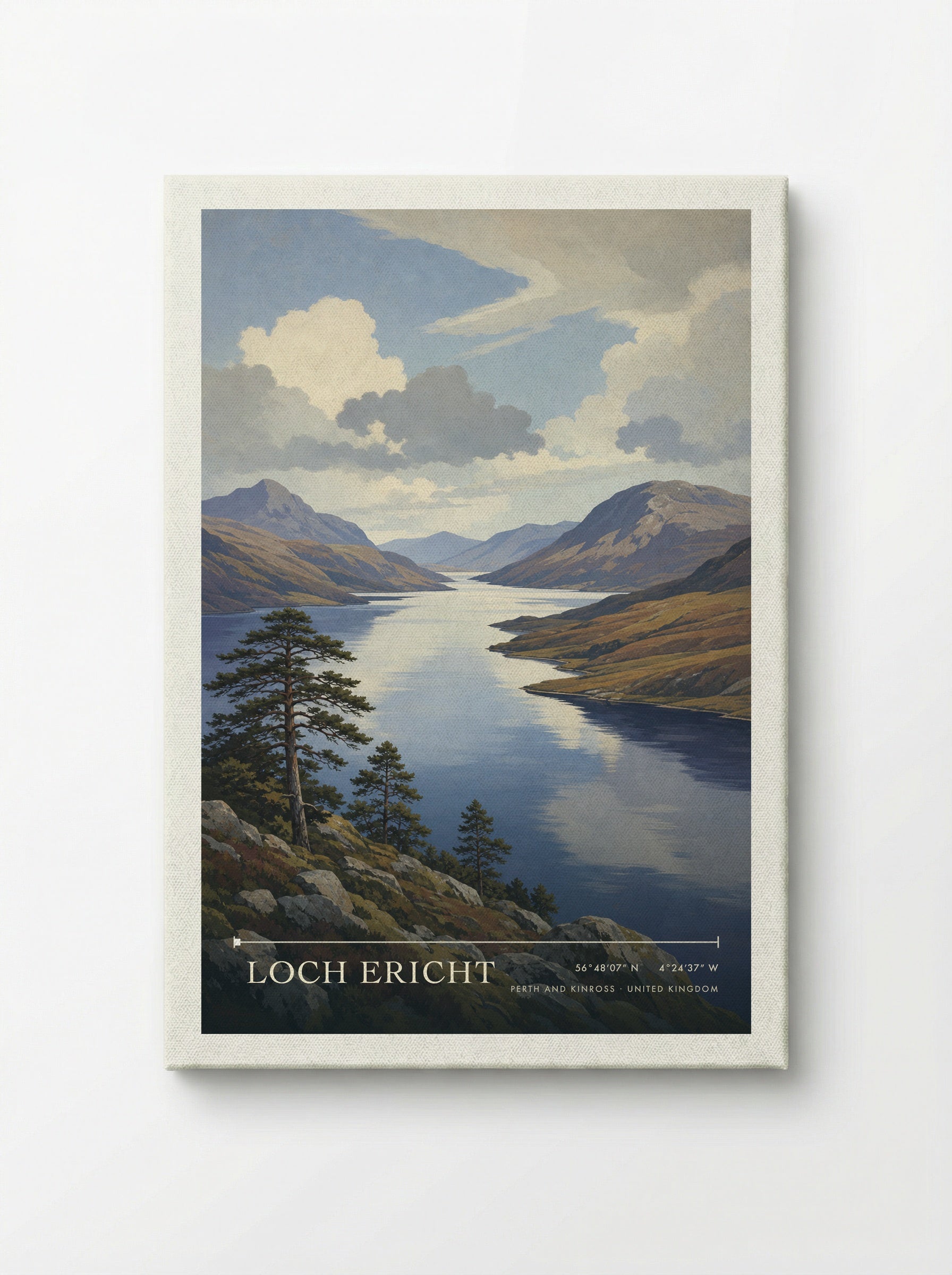 Loch Ericht Perth and Kinross United Kingdom Travel Poster - Canvas