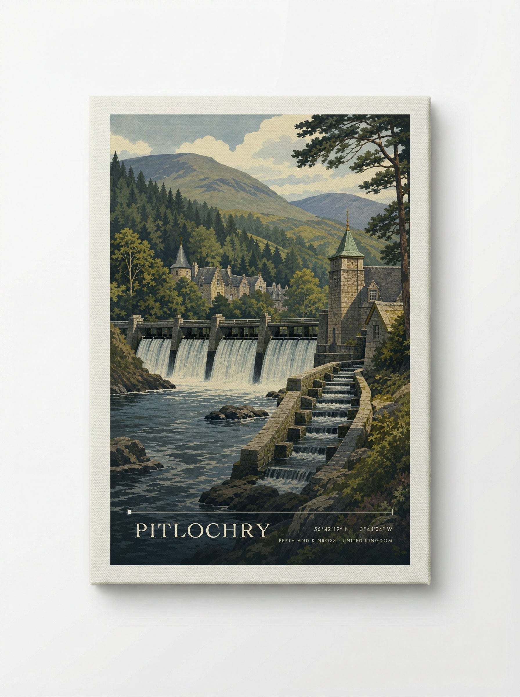 Pitlochry Perth and Kinross United Kingdom Travel Poster - Canvas