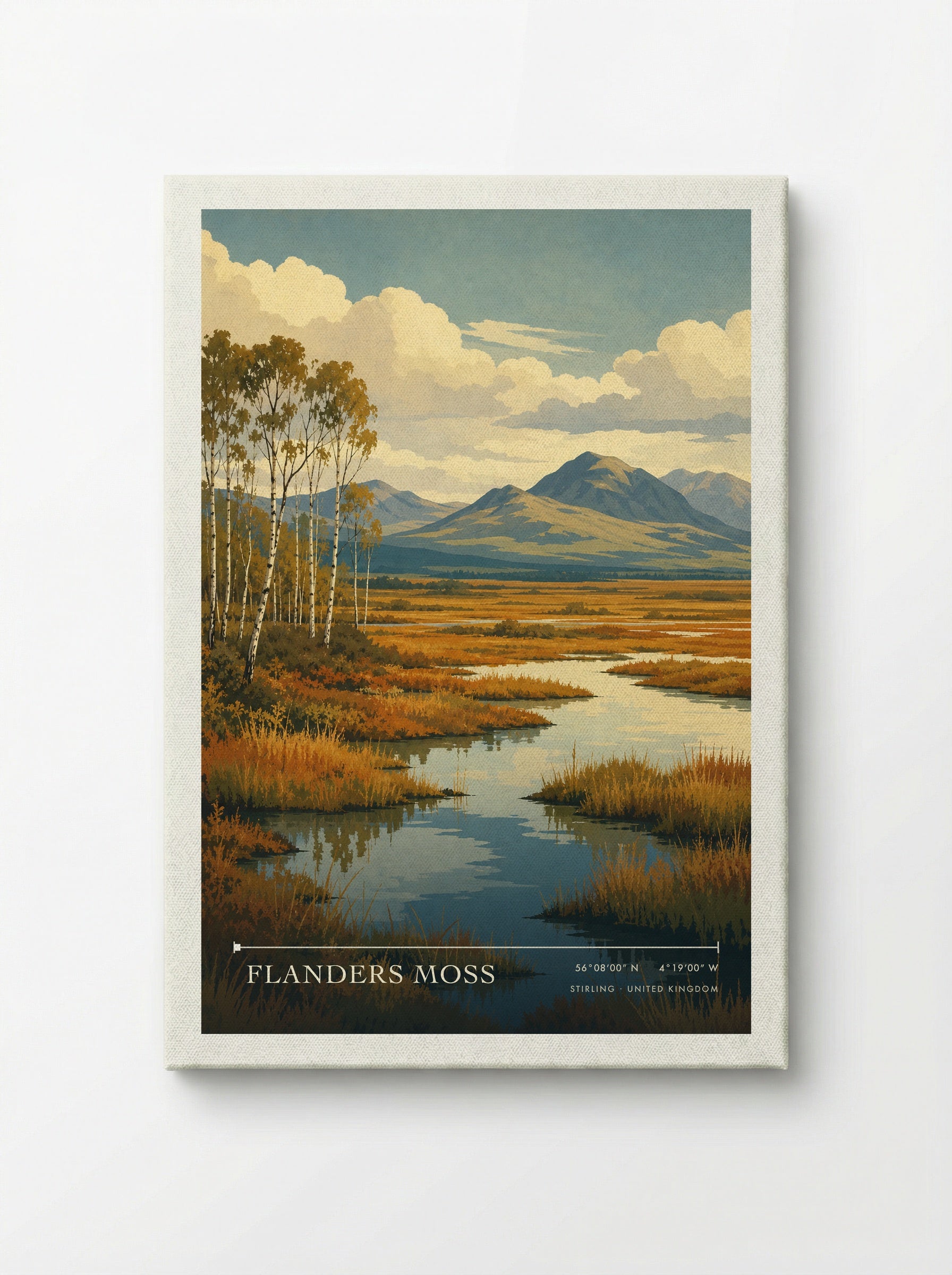 Flanders Moss Stirling United Kingdom Travel Poster - Canvas