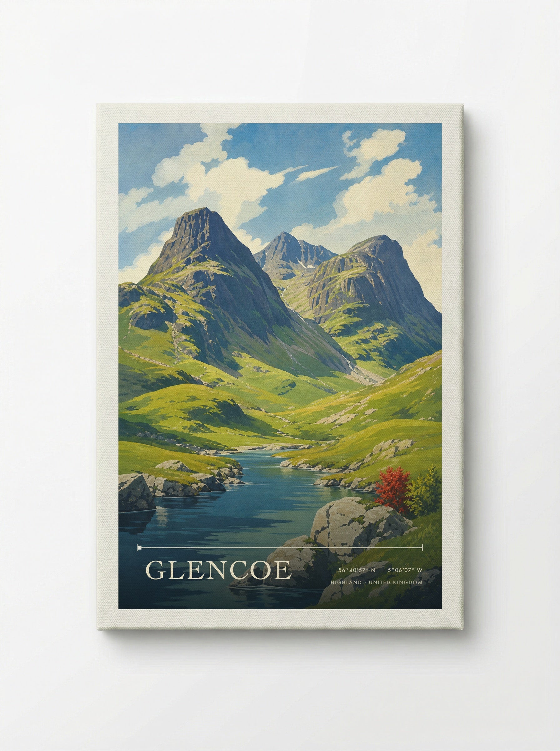 Glencoe Highland United Kingdom Travel Poster - Canvas