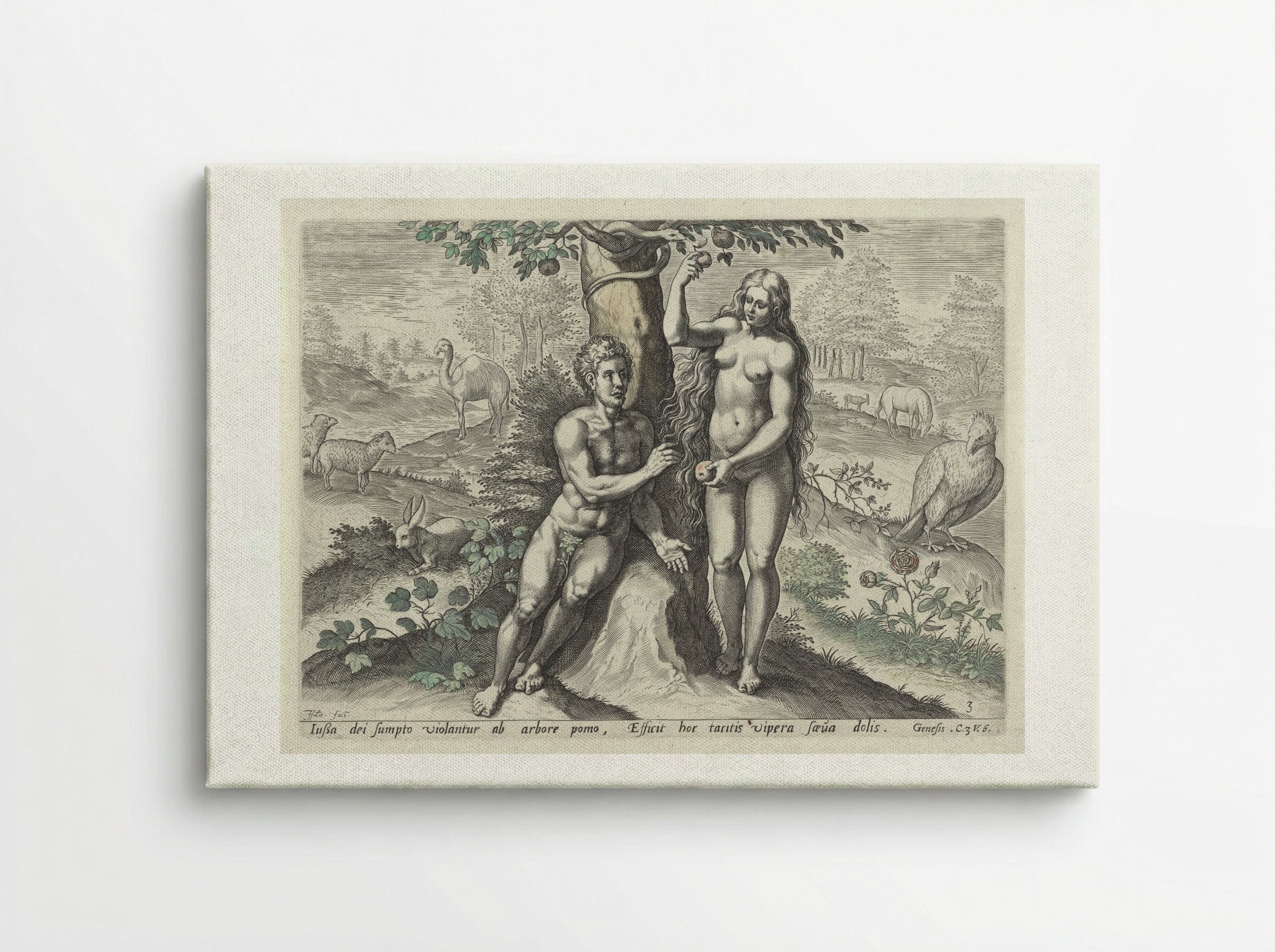 Eva verleidt Adam - Claes Jansz. Visscher (II) - Canvas