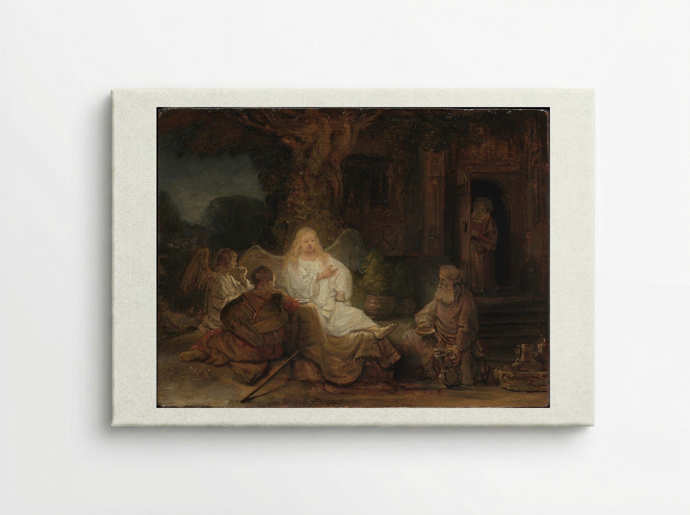 Abraham Receives the Three Angels - Rembrandt van Rijn - Canvas