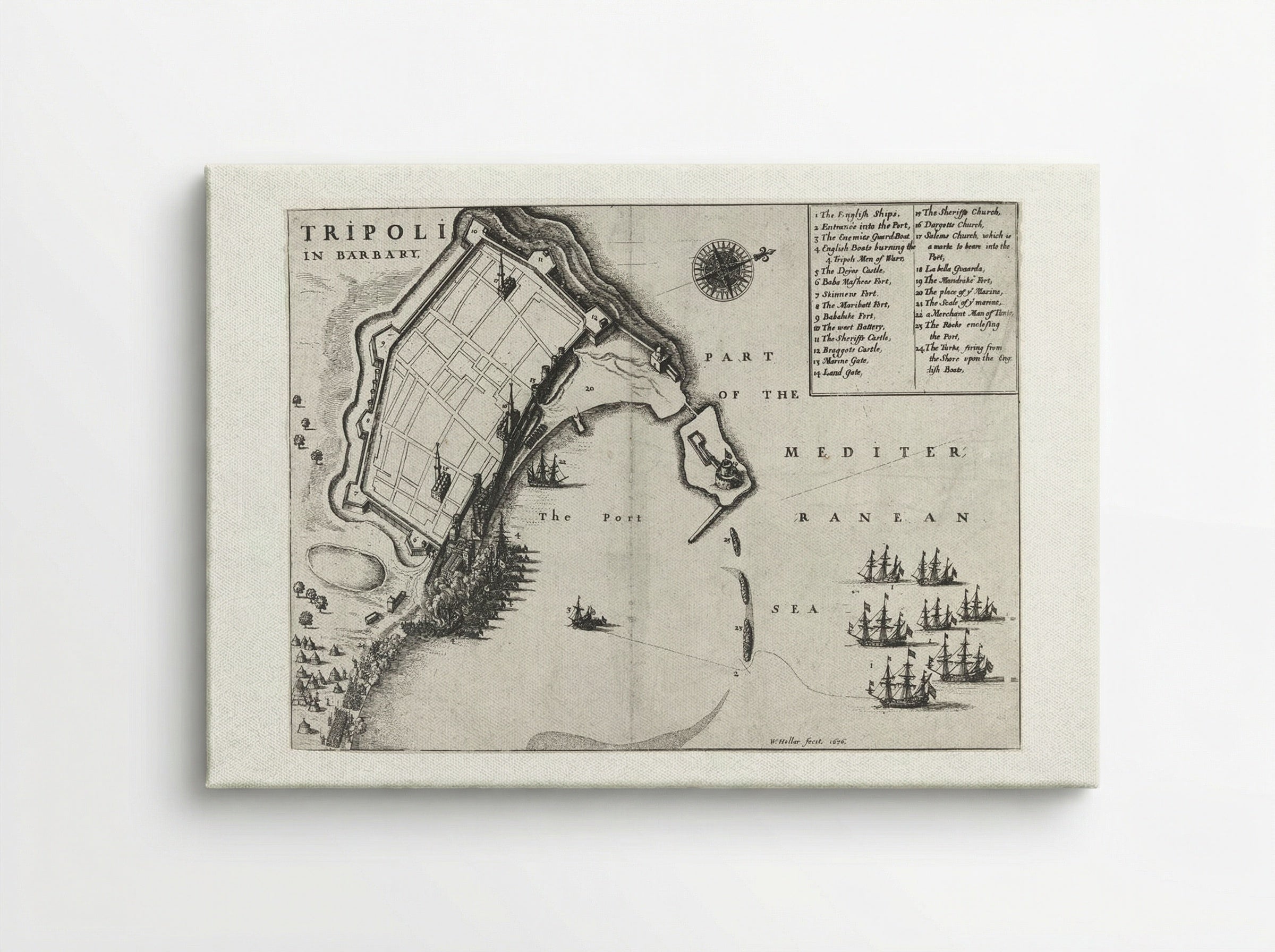 Burning of the Port of Tripoli - Wenceslaus Hollar - Canvas