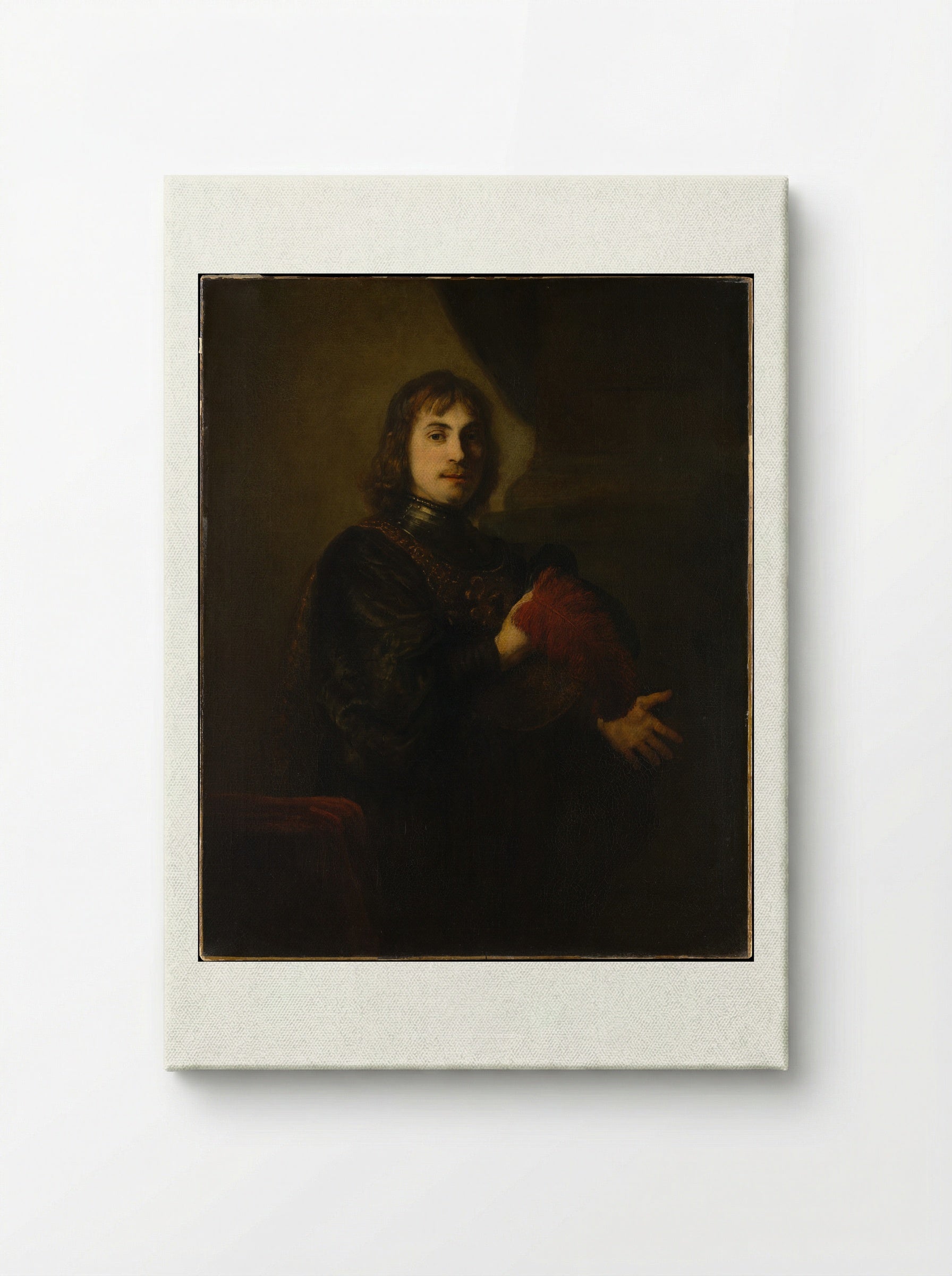Portrait of a Man with a Breastplate and Plumed Hat - Rembrandt van Rijn - Canvas