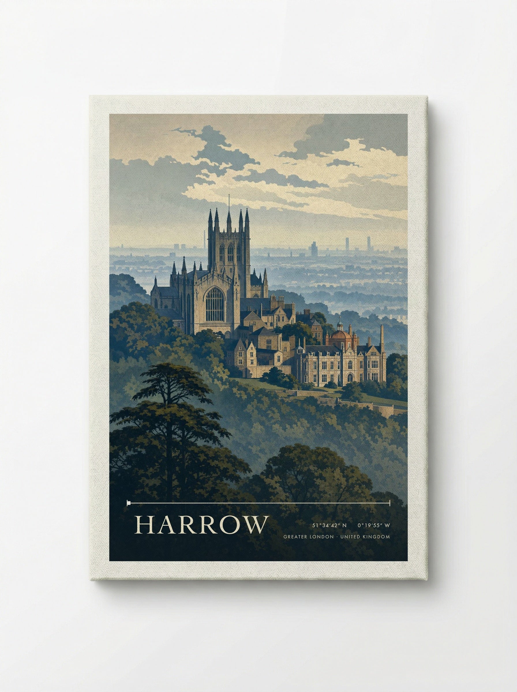 Harrow Greater London United Kingdom Travel Poster - Canvas