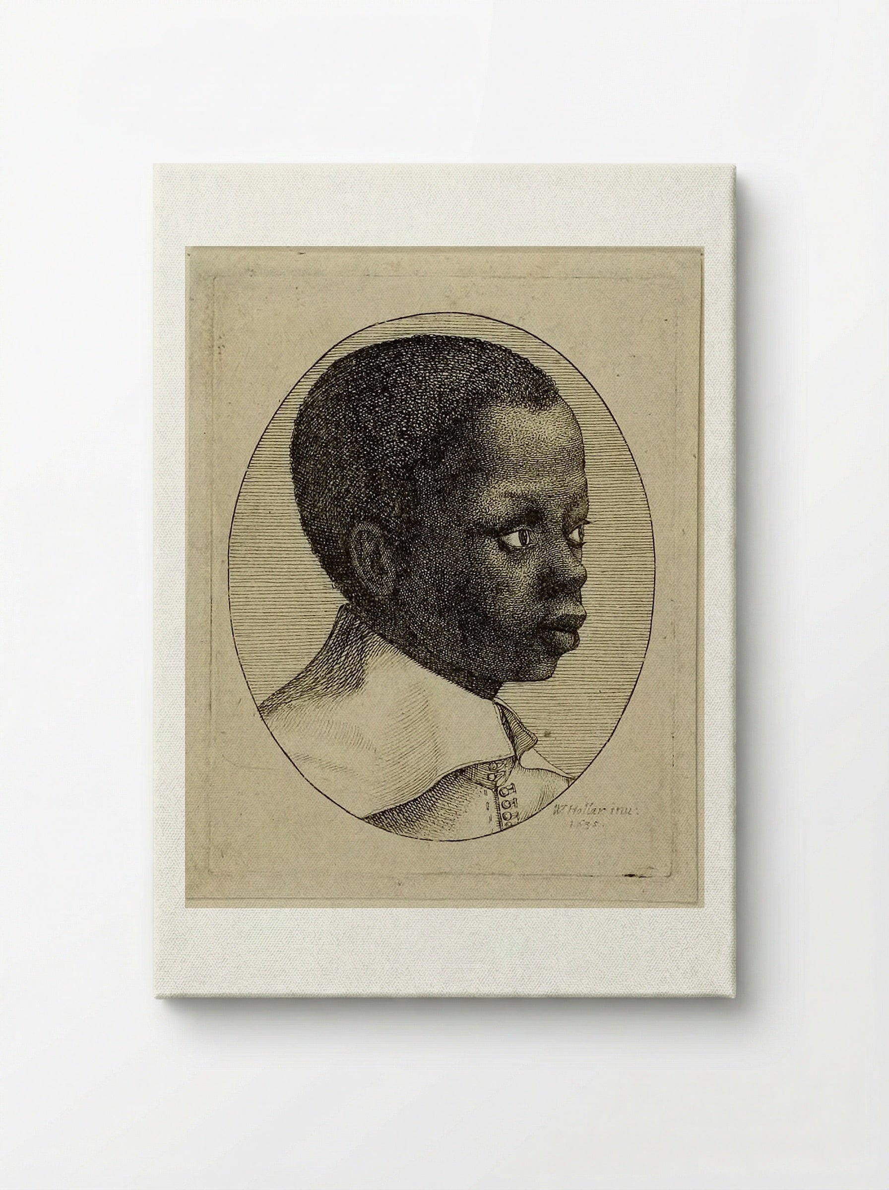 Head of a Young Black Boy in Profile to Right in an Oval - Wenceslaus Hollar - Canvas