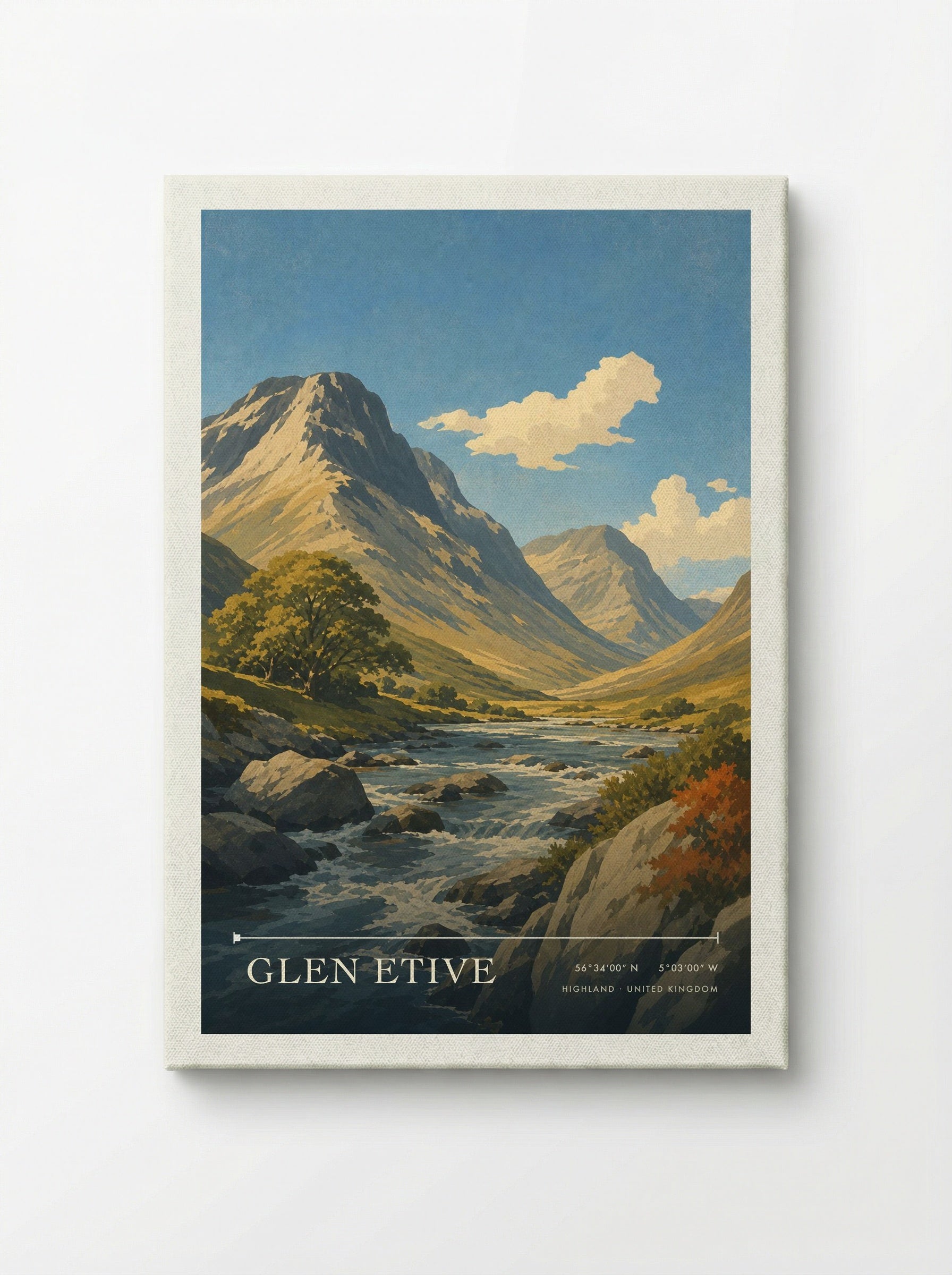 Glen Etive Highland United Kingdom Travel Poster - Canvas