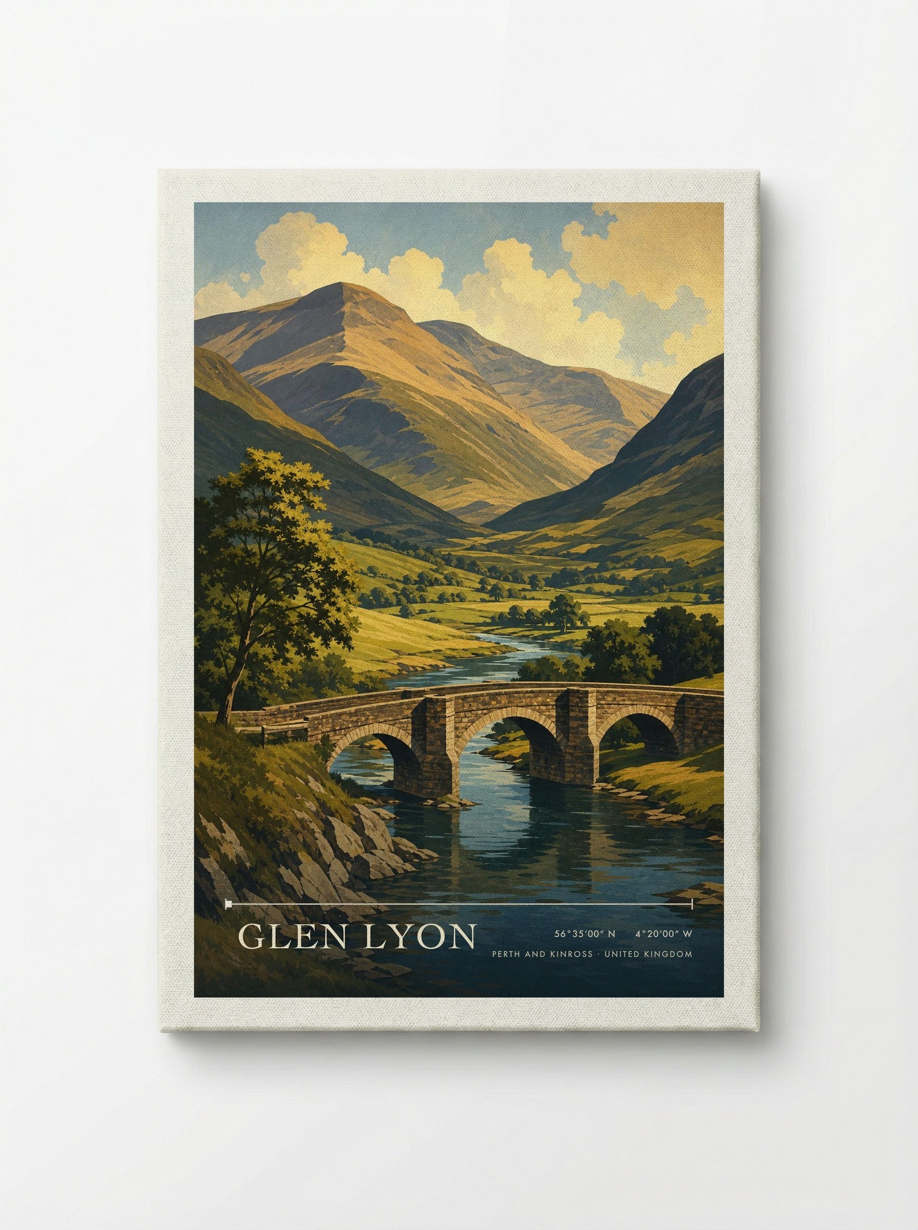 Glen Lyon Perth and Kinross United Kingdom Travel Poster - Canvas