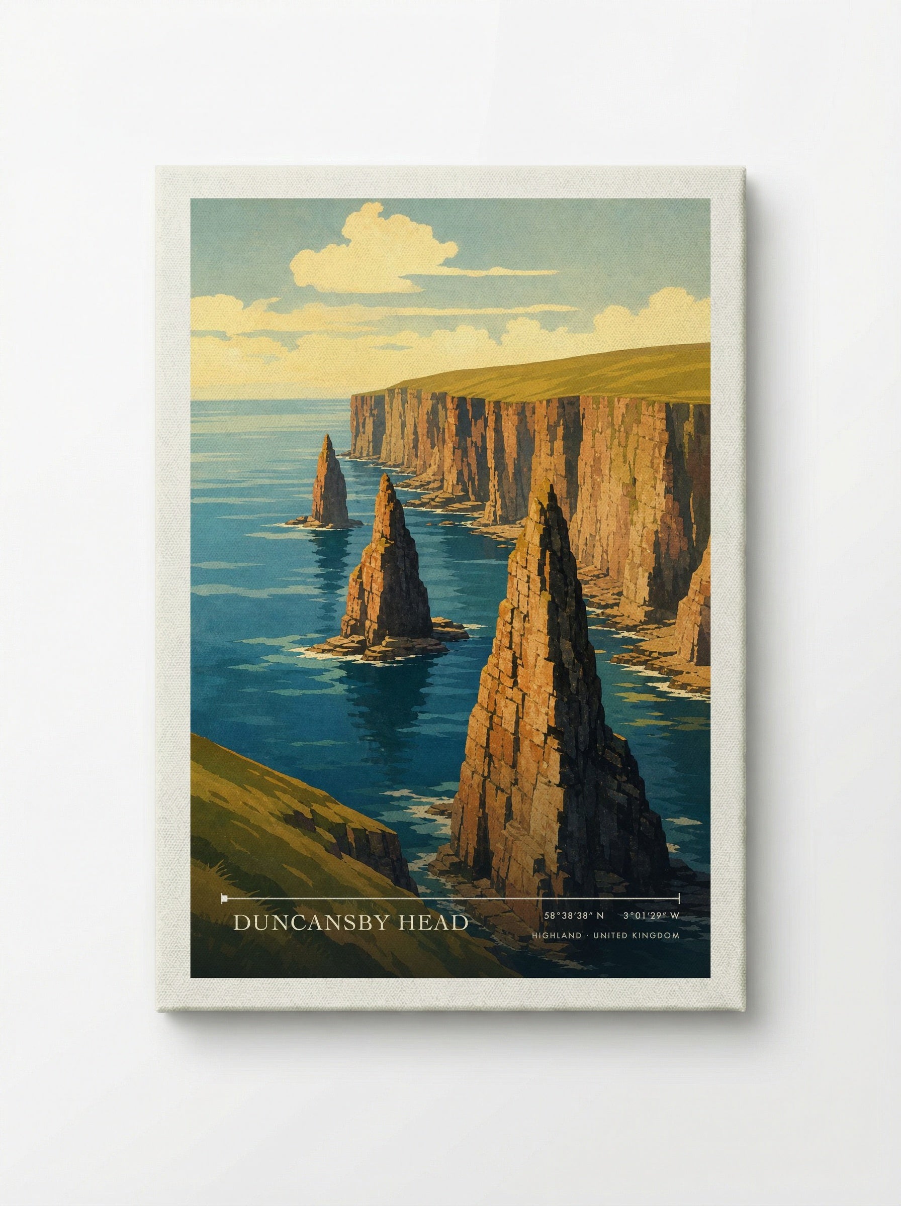 Duncansby Head Highland United Kingdom Travel Poster - Canvas