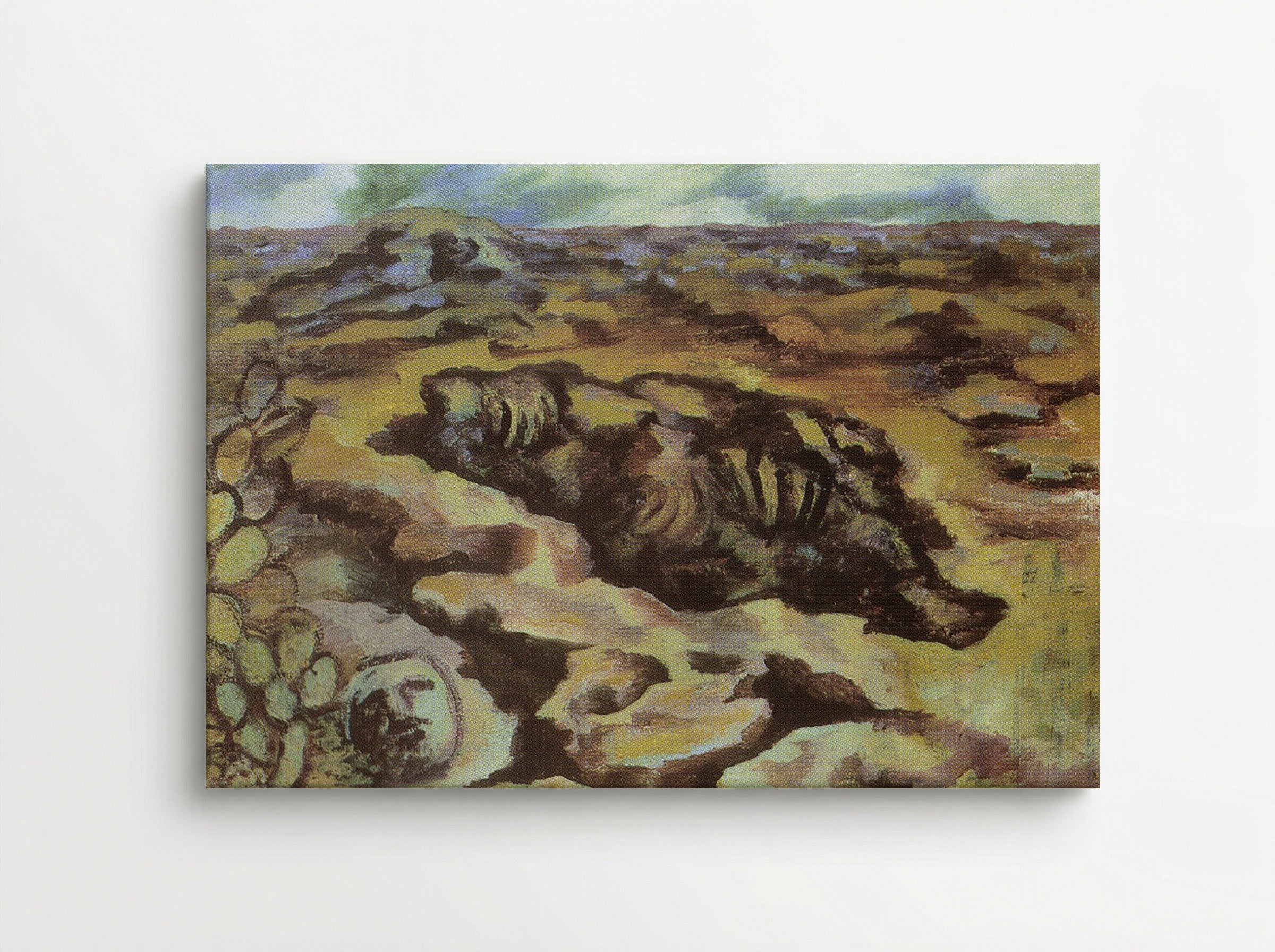 Landscape with Cactus and Mask - Diego Rivera - Canvas