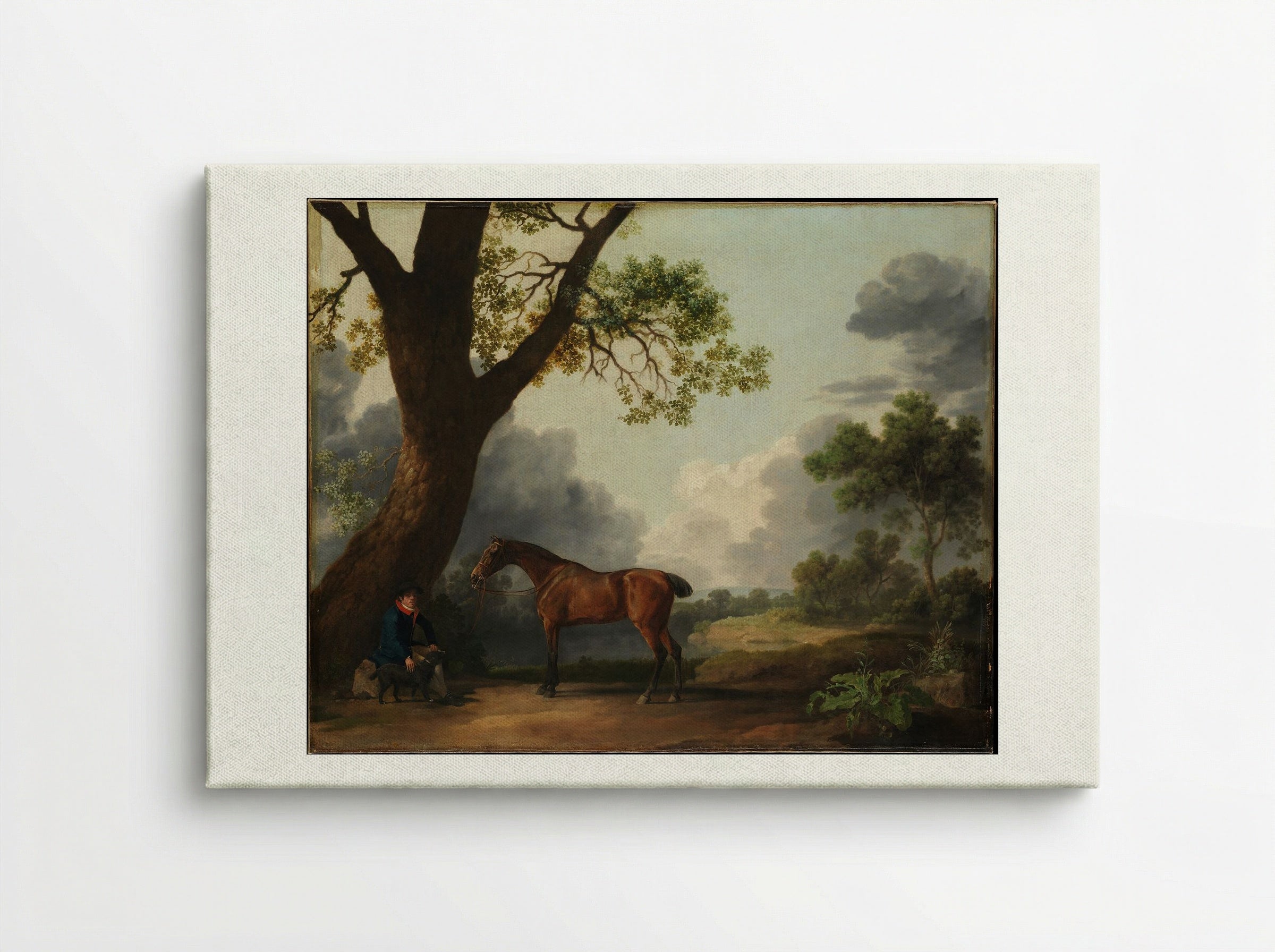 The Third Duke of Dorset's Hunter with a Groom and a Dog - George Stubbs - Canvas