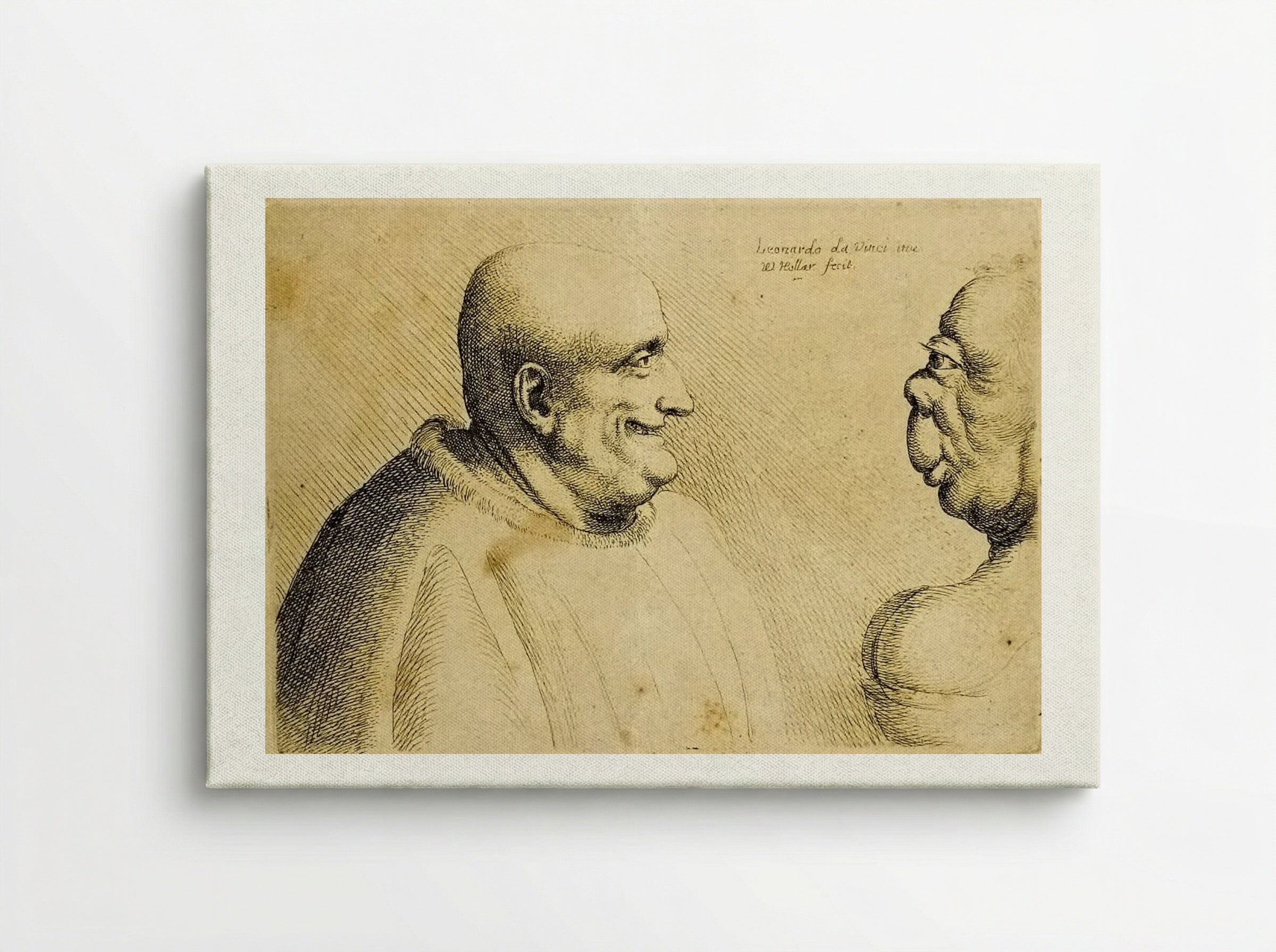 A Large Man with a Bald Head Facing a Grotesque Female - Wenceslaus Hollar - Canvas