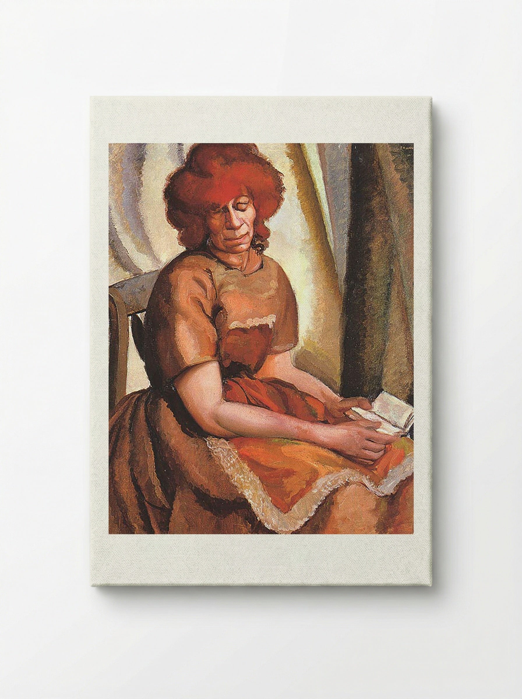 Redheaded Woman Reading - David Bomberg - Canvas