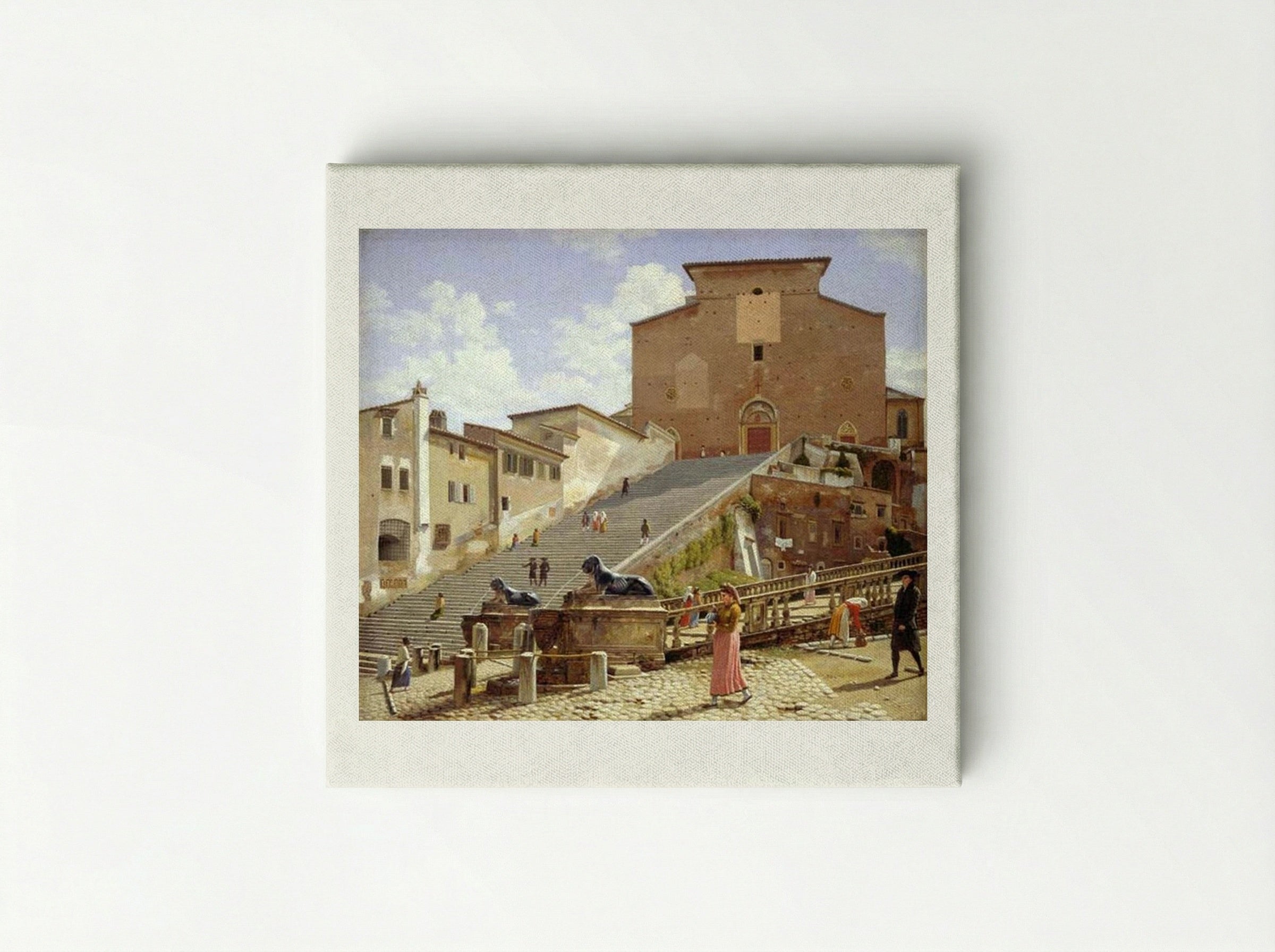 The Marble Staircase Leading to Santa Maria in Aracoeli, Rome - Christoffer Wilhelm Eckersberg - Canvas