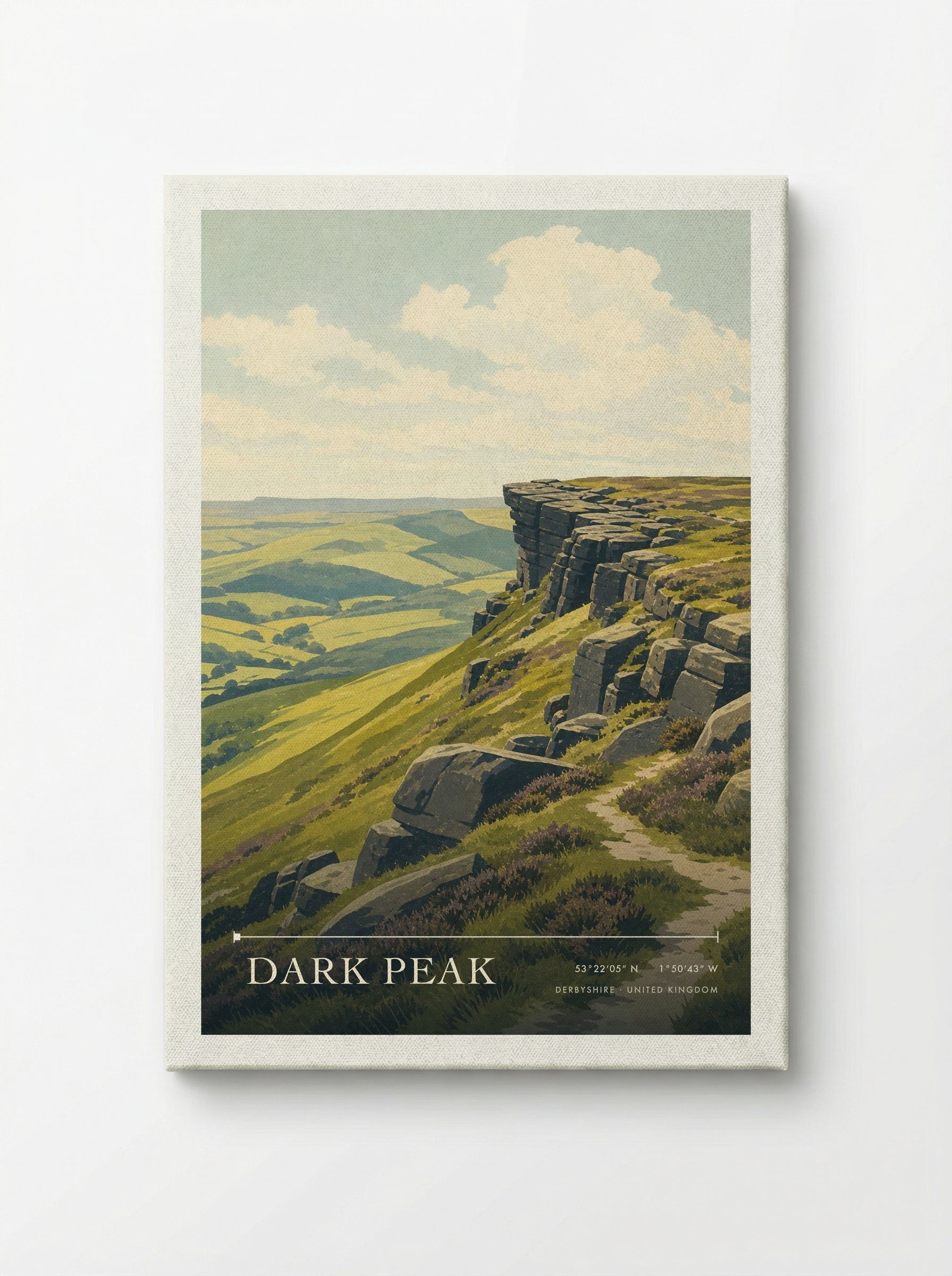 Dark Peak Derbyshire United Kingdom Travel Poster - Canvas
