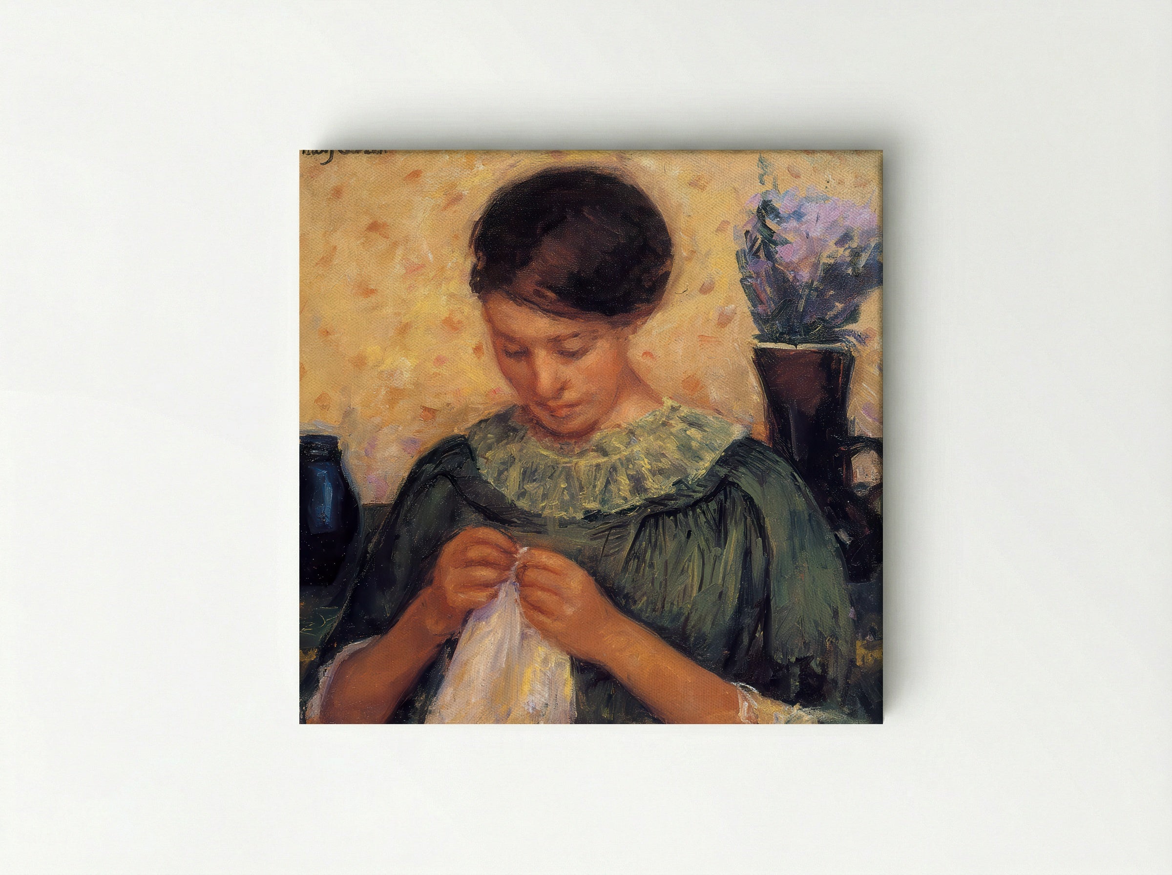 Young Woman Sewing - Mary Cassatt - Canvas
