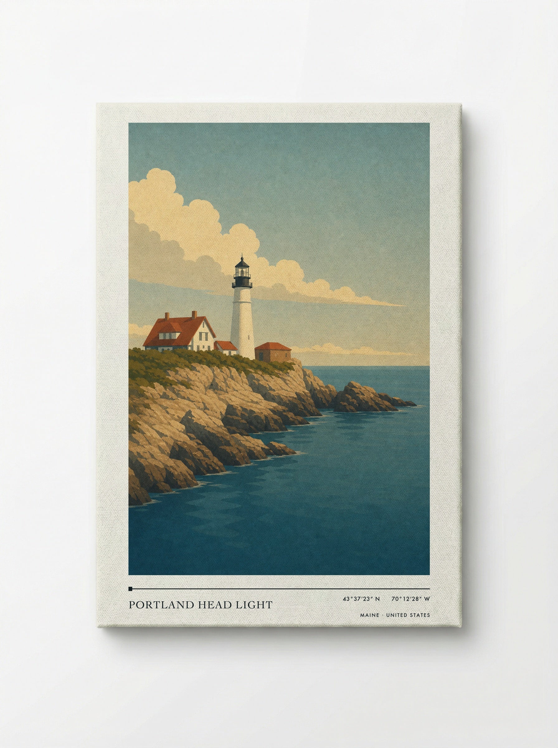 Portland Head Light Travel Poster Artwork - Canvas