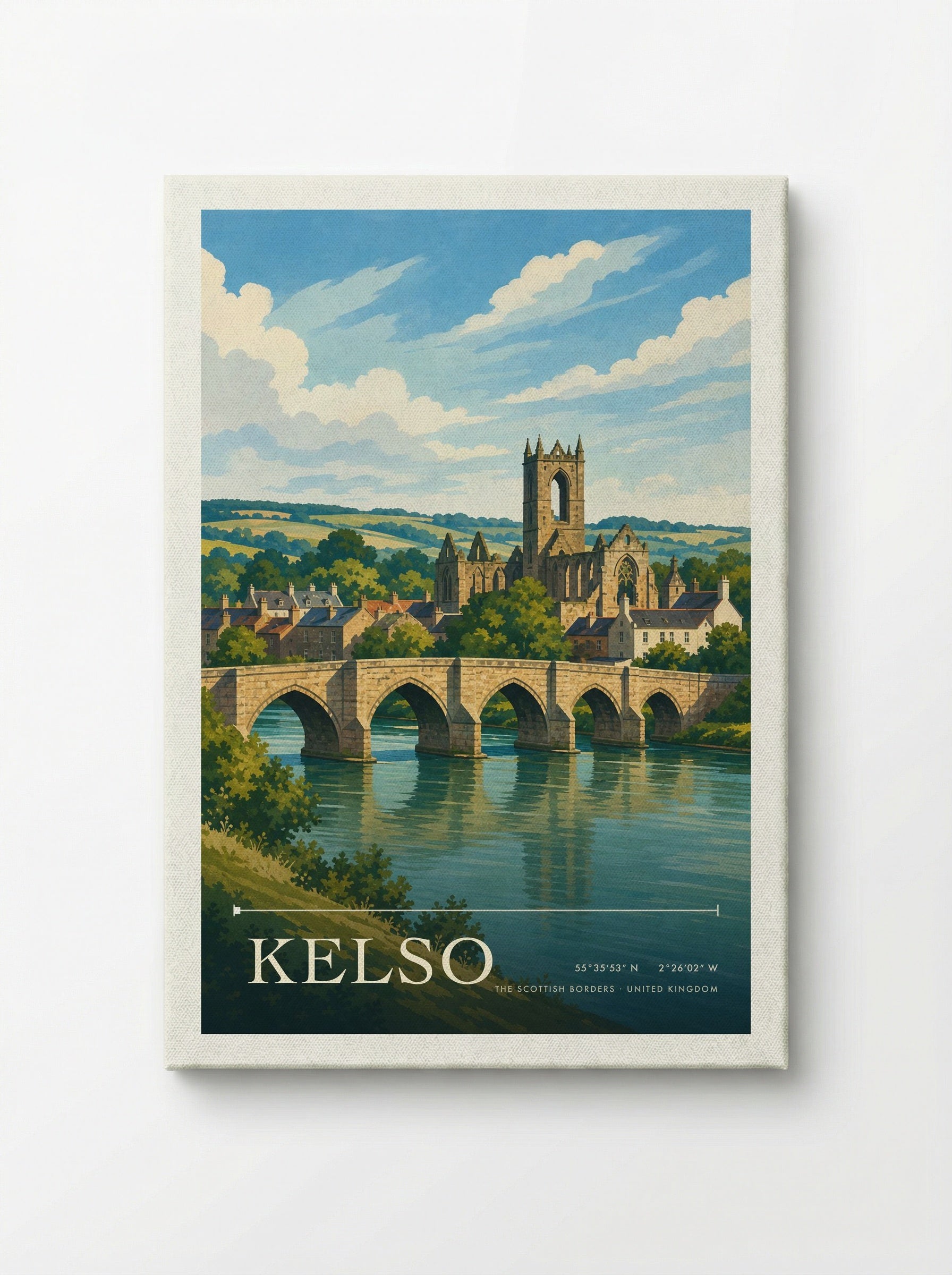 Kelso The Scottish Borders United Kingdom Travel Poster - Canvas