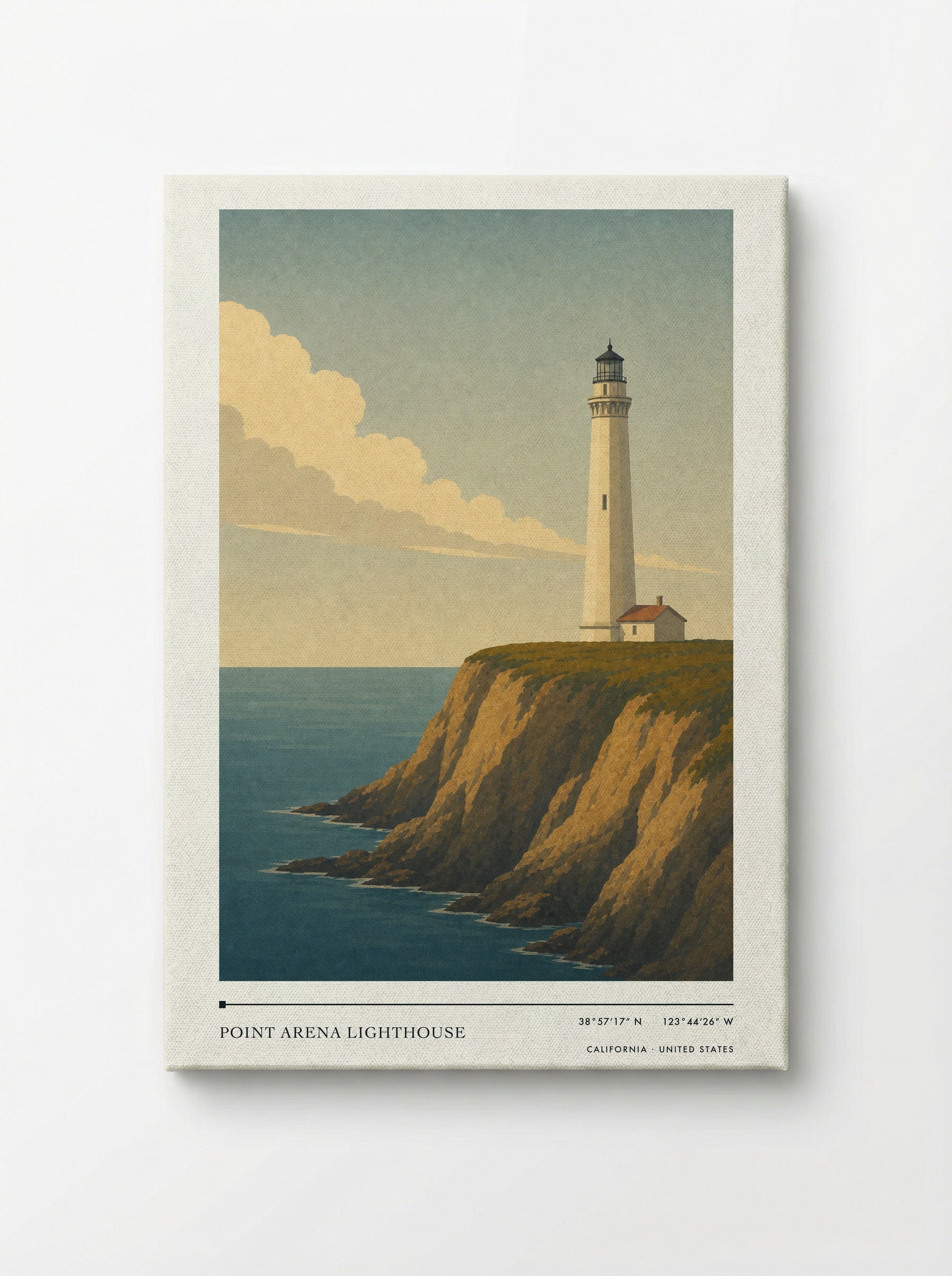 Point Arena Lighthouse Travel Poster Artwork - Canvas