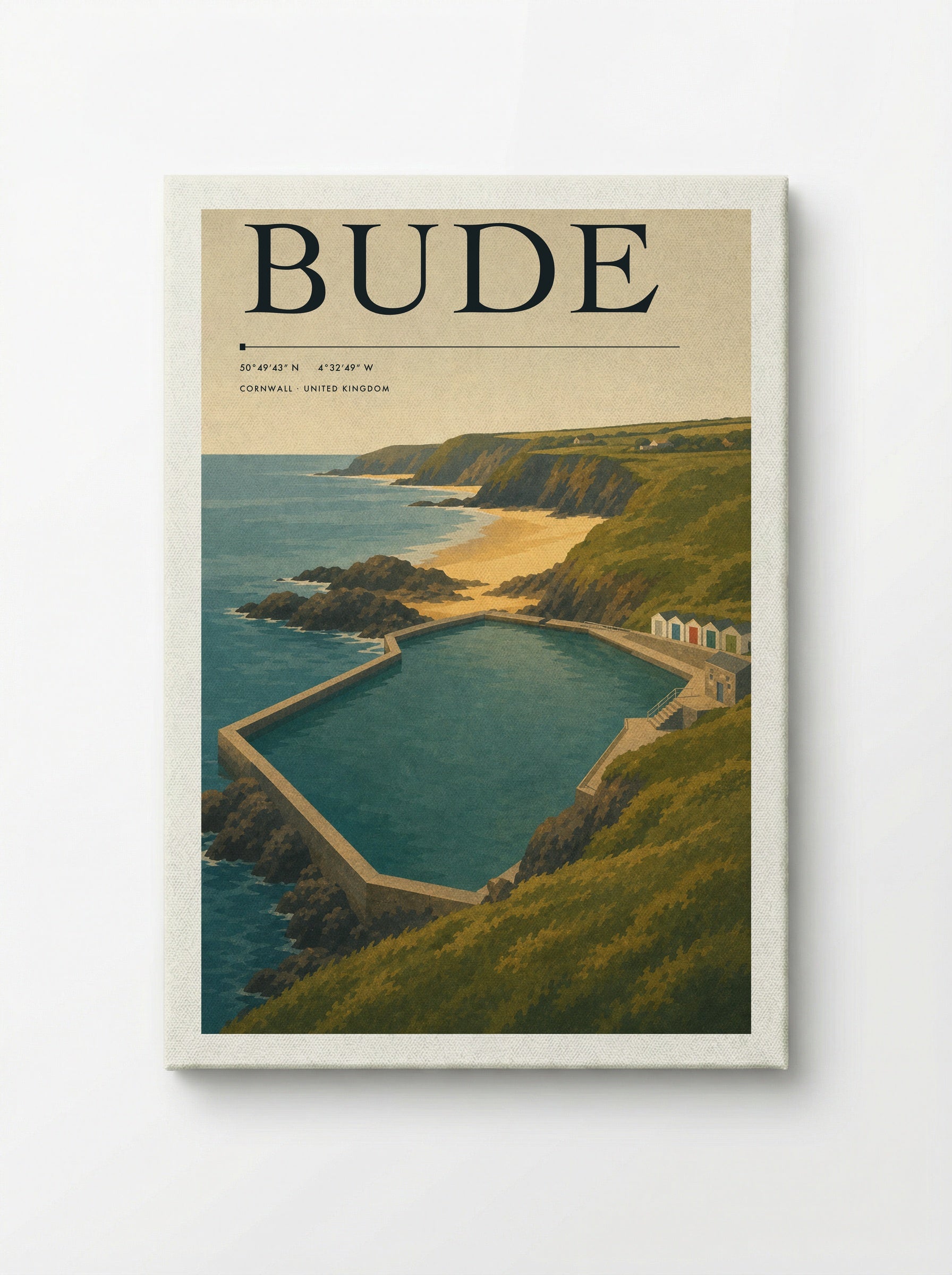 Bude Cornwall Travel Poster - Canvas