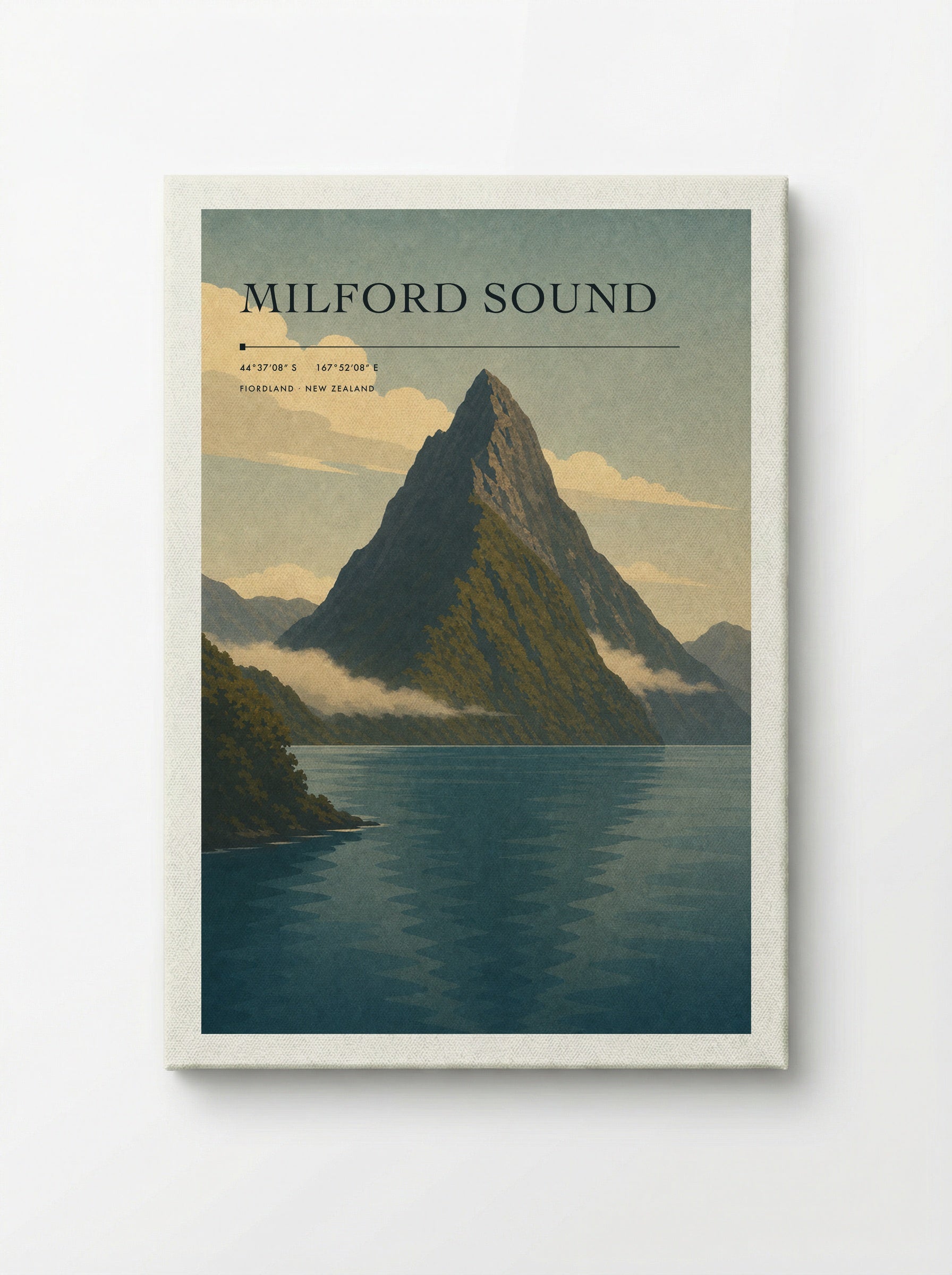 Milford Sound Travel Poster Artwork - Canvas