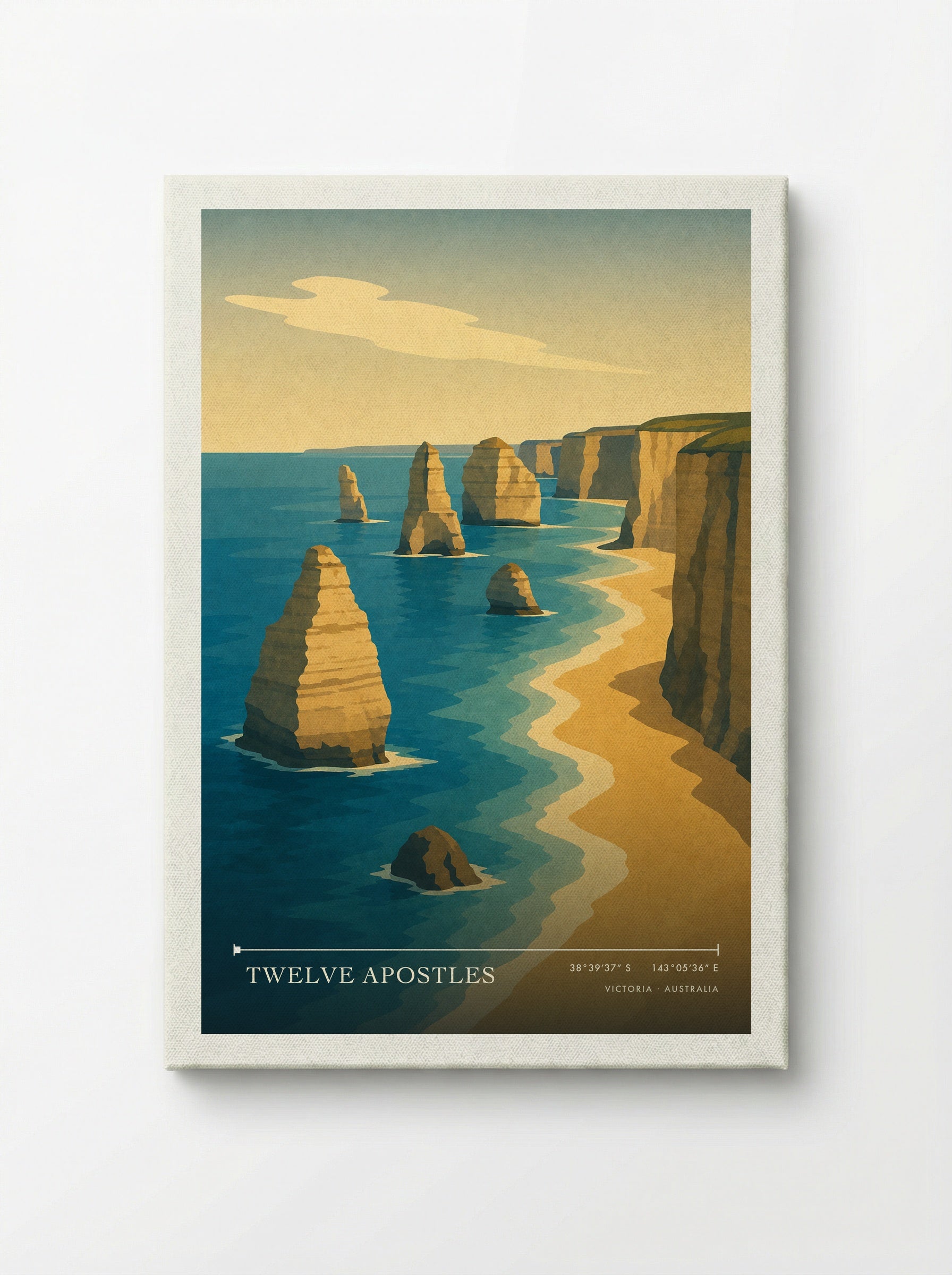 Twelve Apostles Travel Poster Artwork - Canvas