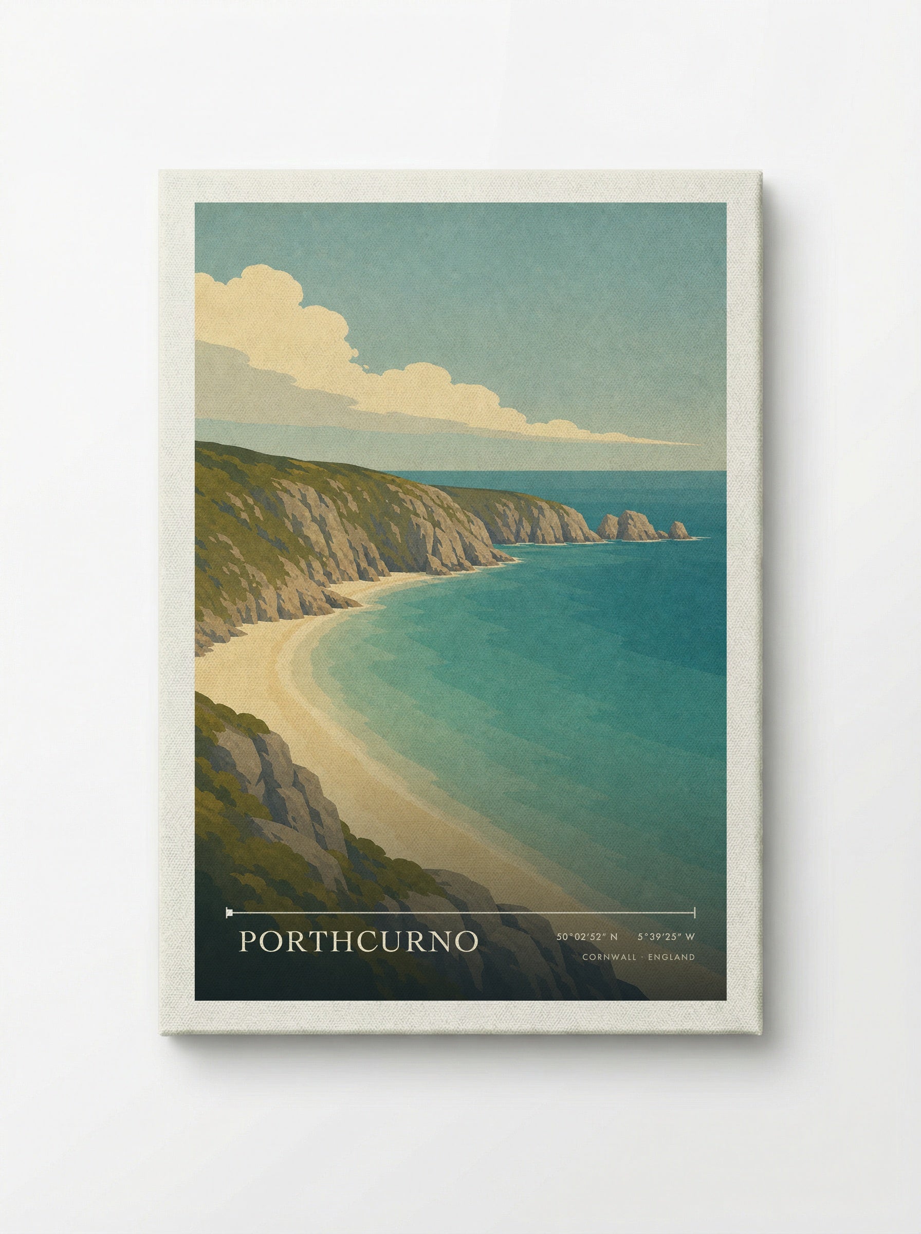 Porthcurno Travel Poster Artwork - Canvas
