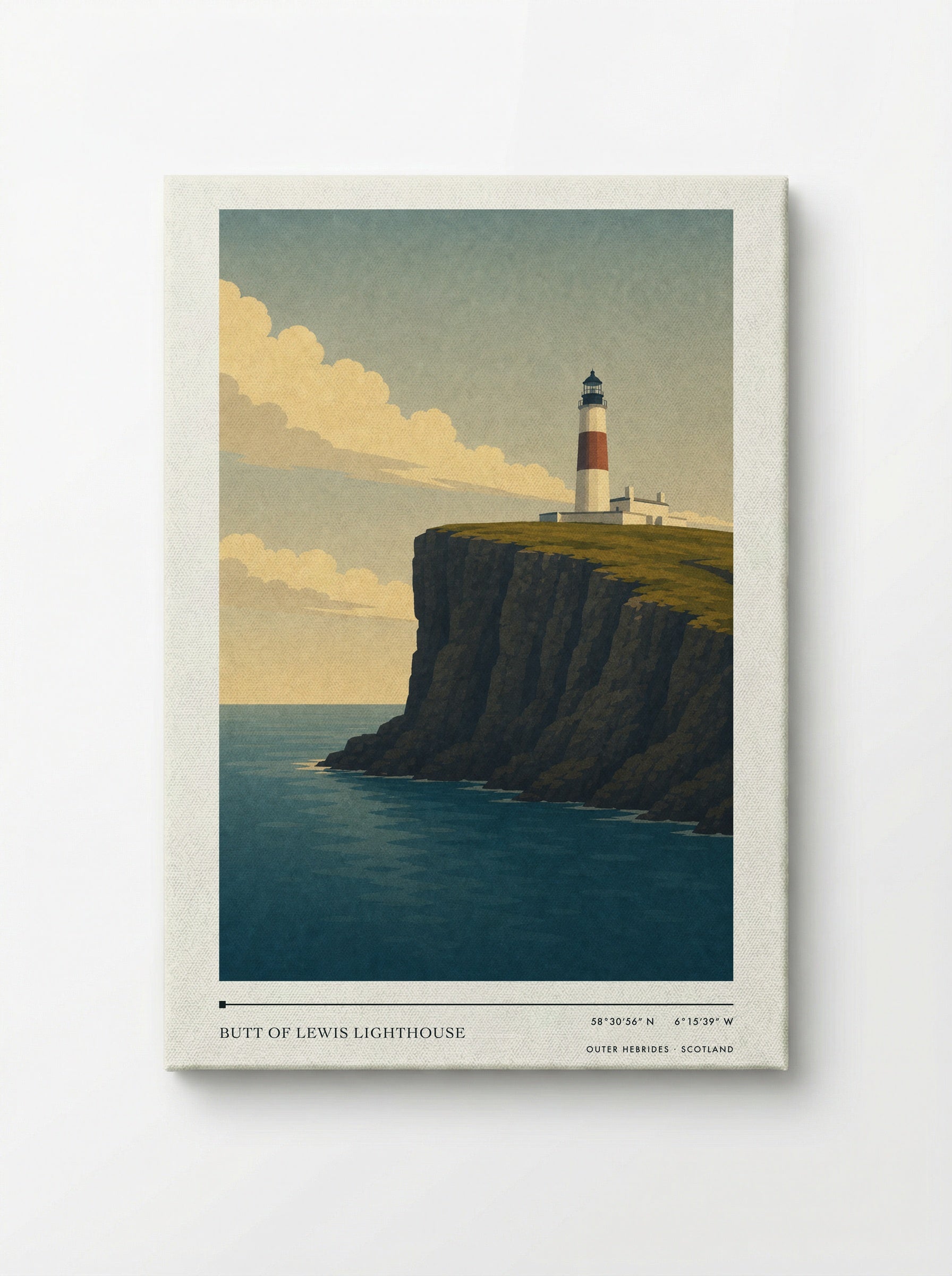 Butt of Lewis Lighthouse Travel Poster Artwork - Canvas