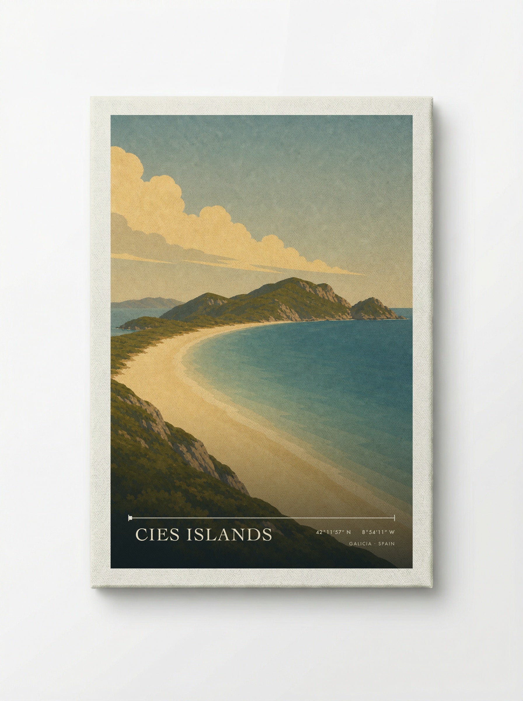 Cies Islands Travel Poster Artwork - Canvas