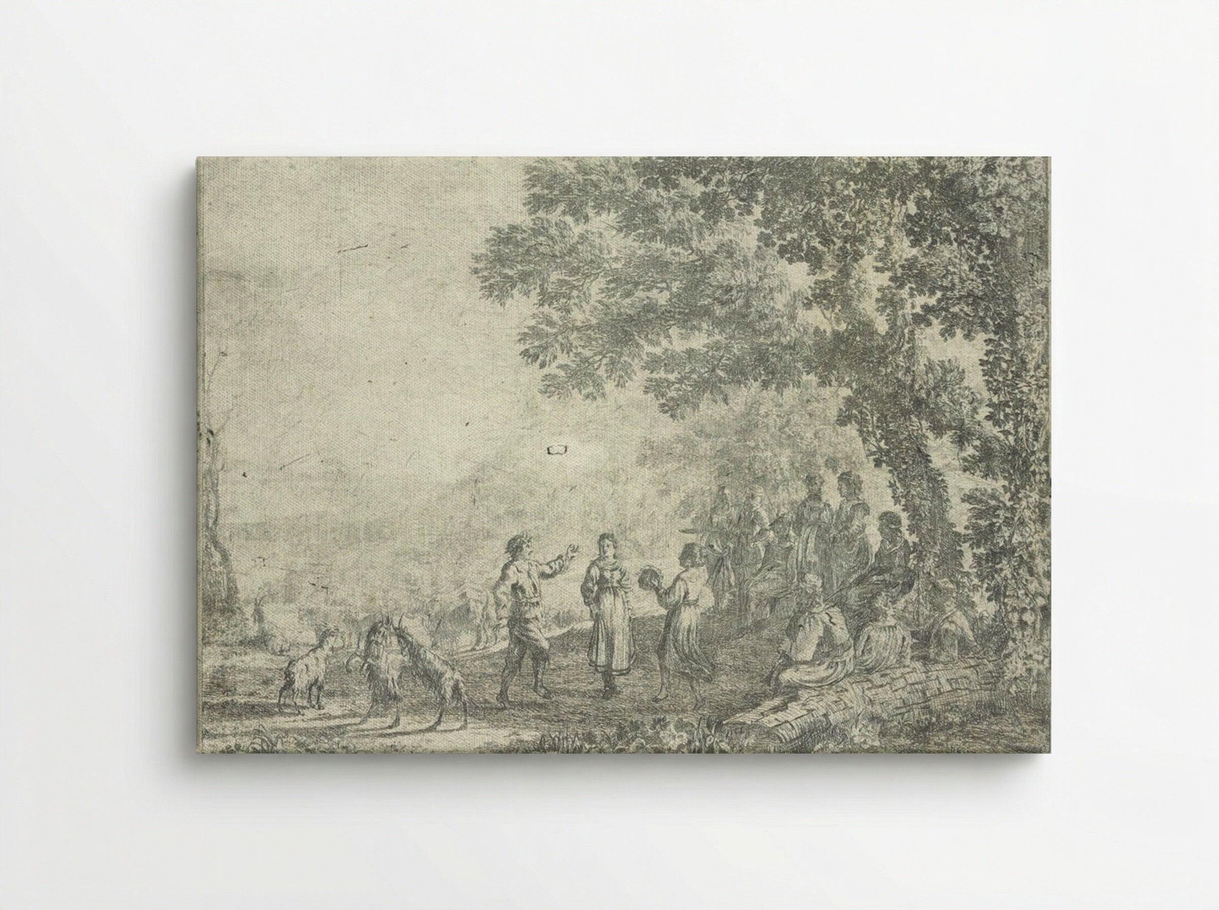 Landscape with a Country Dance, large plate - Claude Lorrain - Canvas