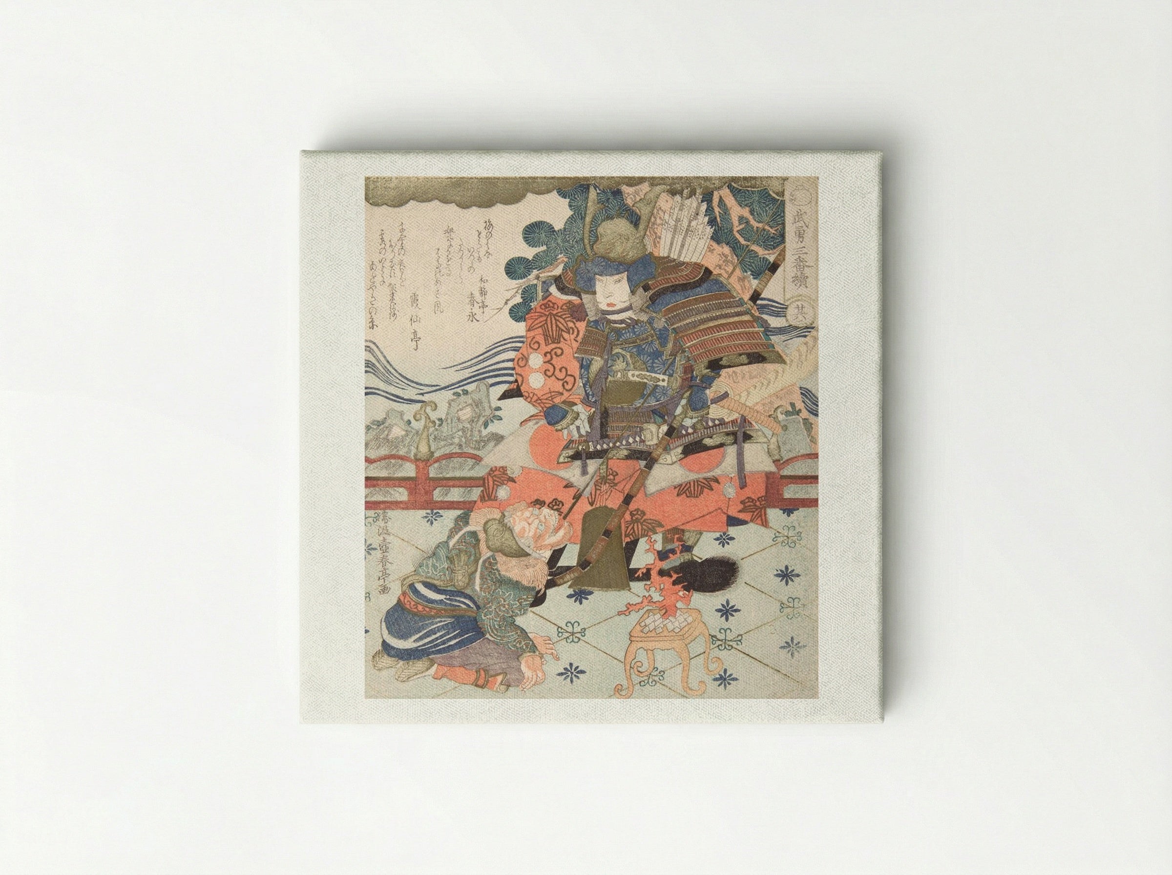 Tametomo and Messenger, from the series Three Great Warriors - Katsukawa Shuntei - Canvas