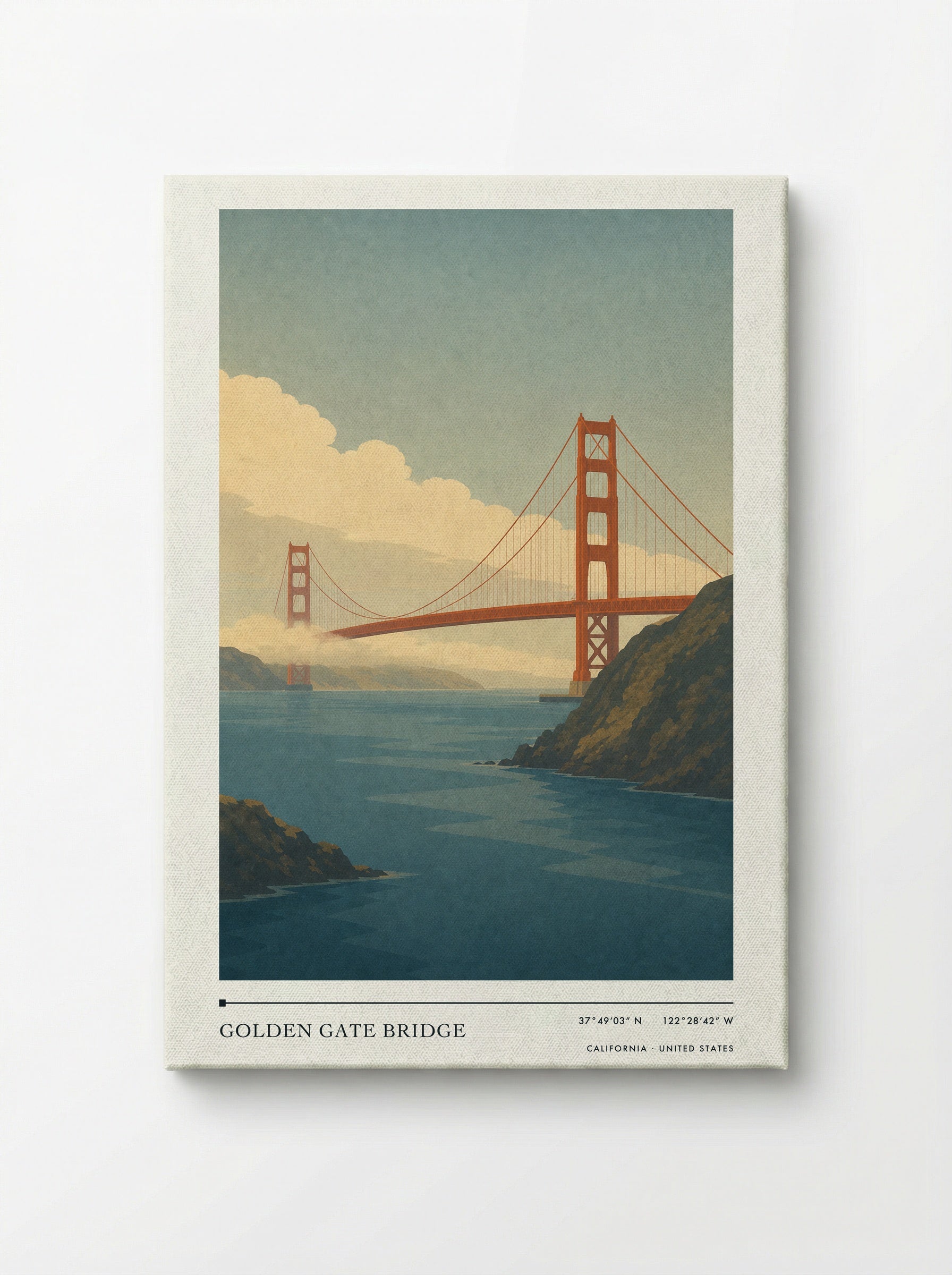 Golden Gate Bridge Travel Poster Artwork - Canvas