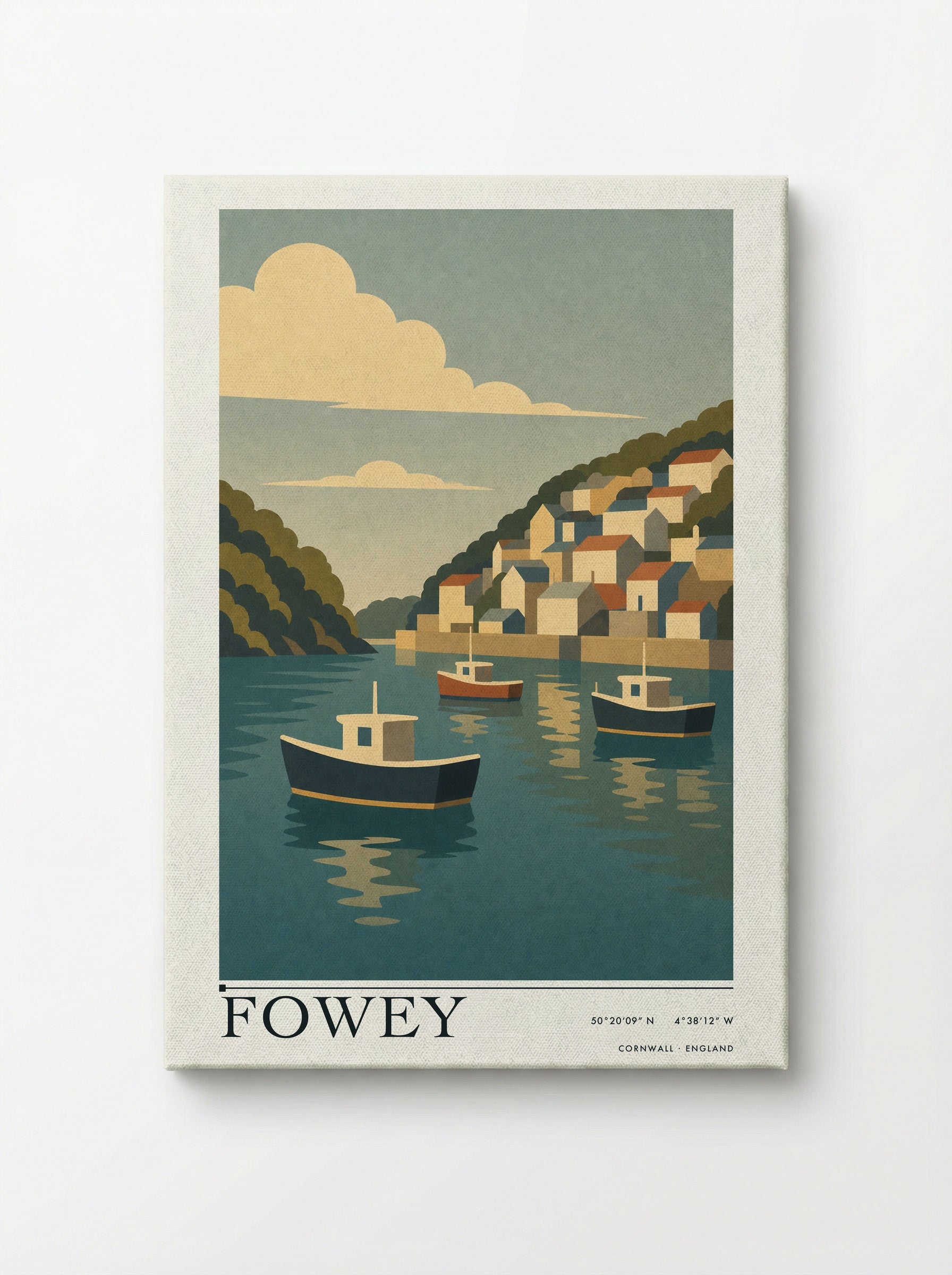Fowey Cornwall Travel Poster - Canvas