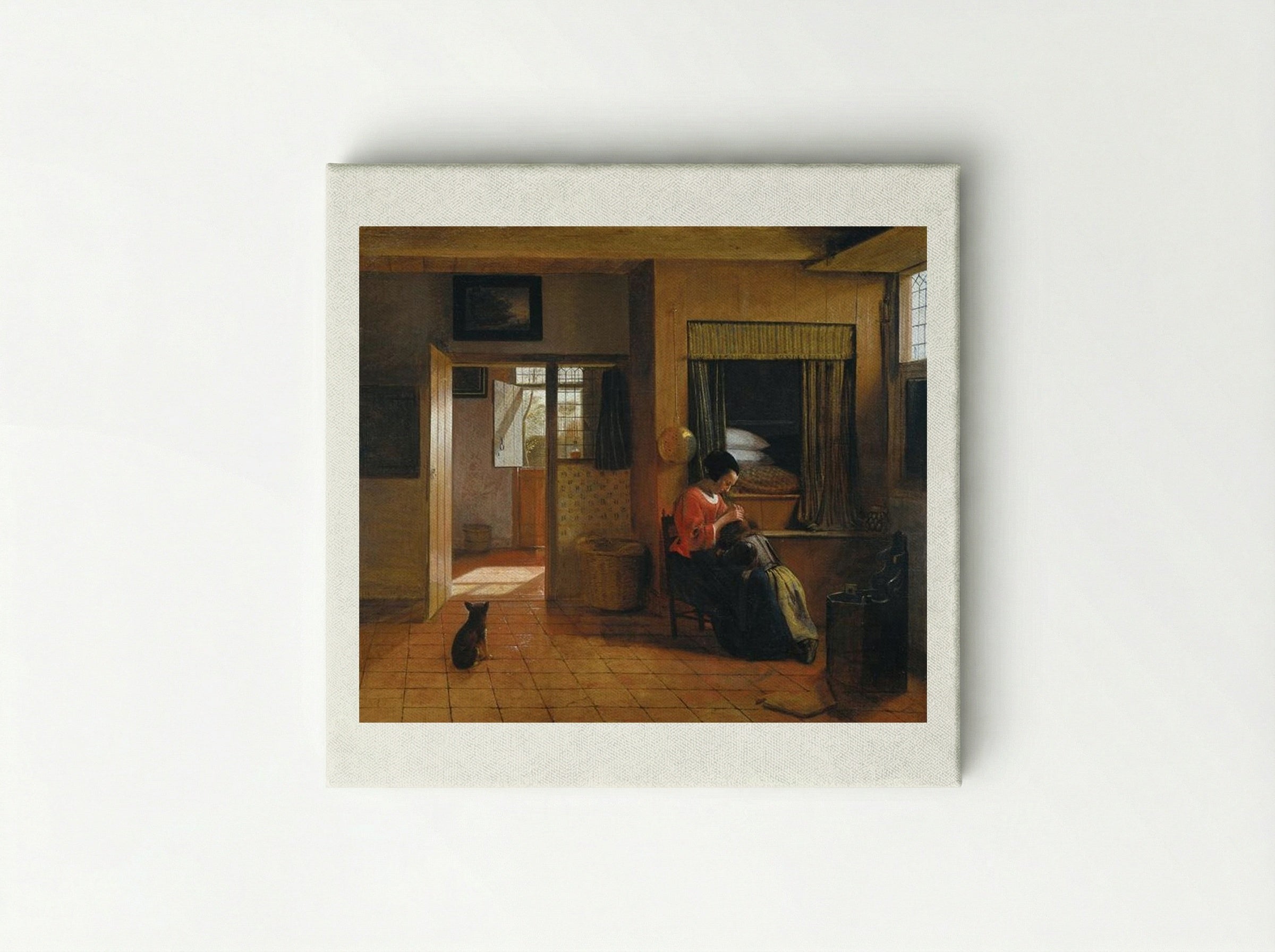 Interior with a Mother delousing her Child - Pieter de Hooch - Canvas