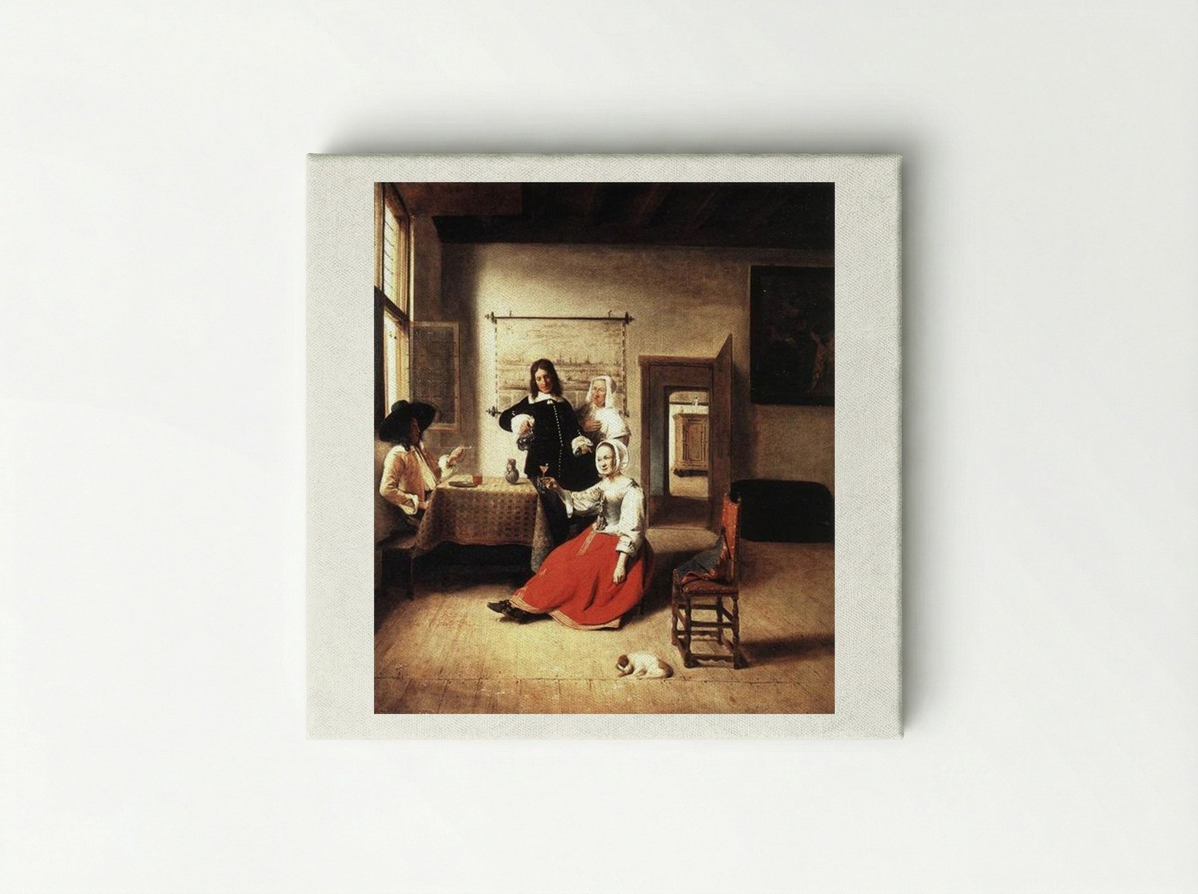 Woman Drinking with Soldiers - Pieter de Hooch - Canvas