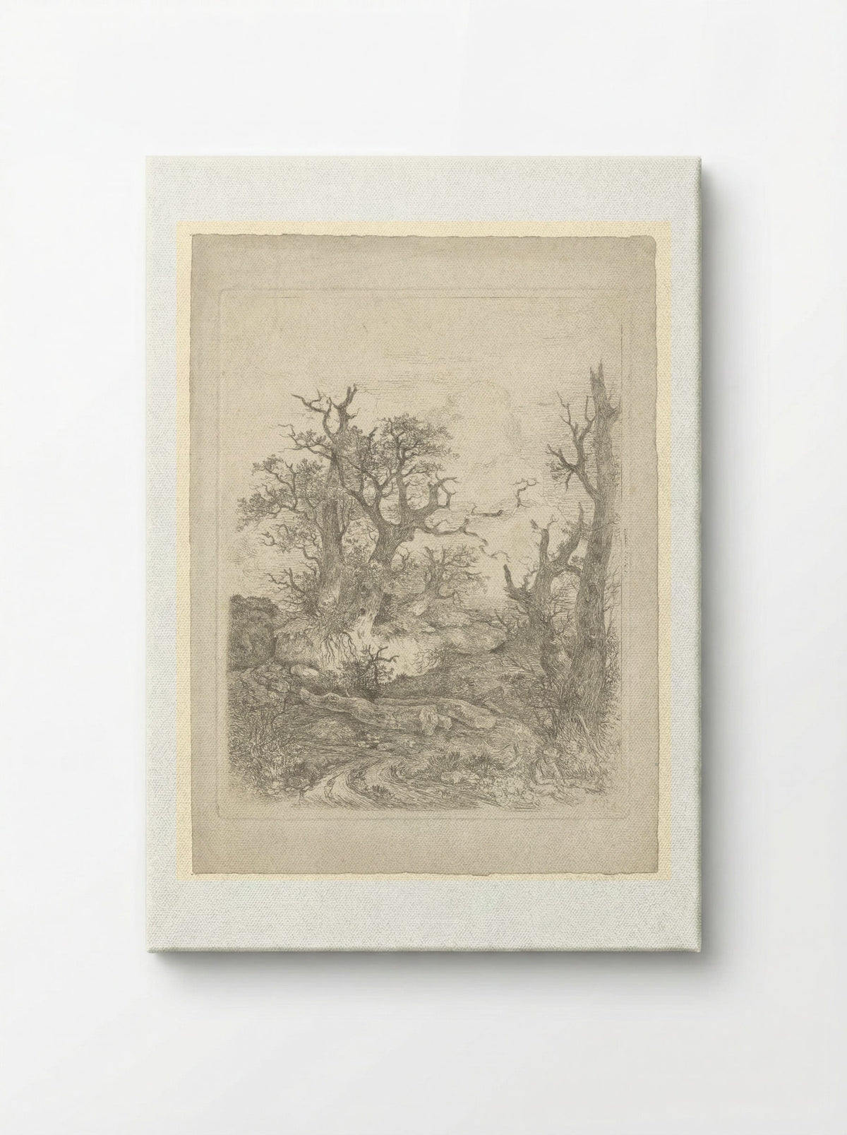 Boy Sitting Before a Bare Tree, Three Tree Trunks in the Centre - John Crome - Canvas