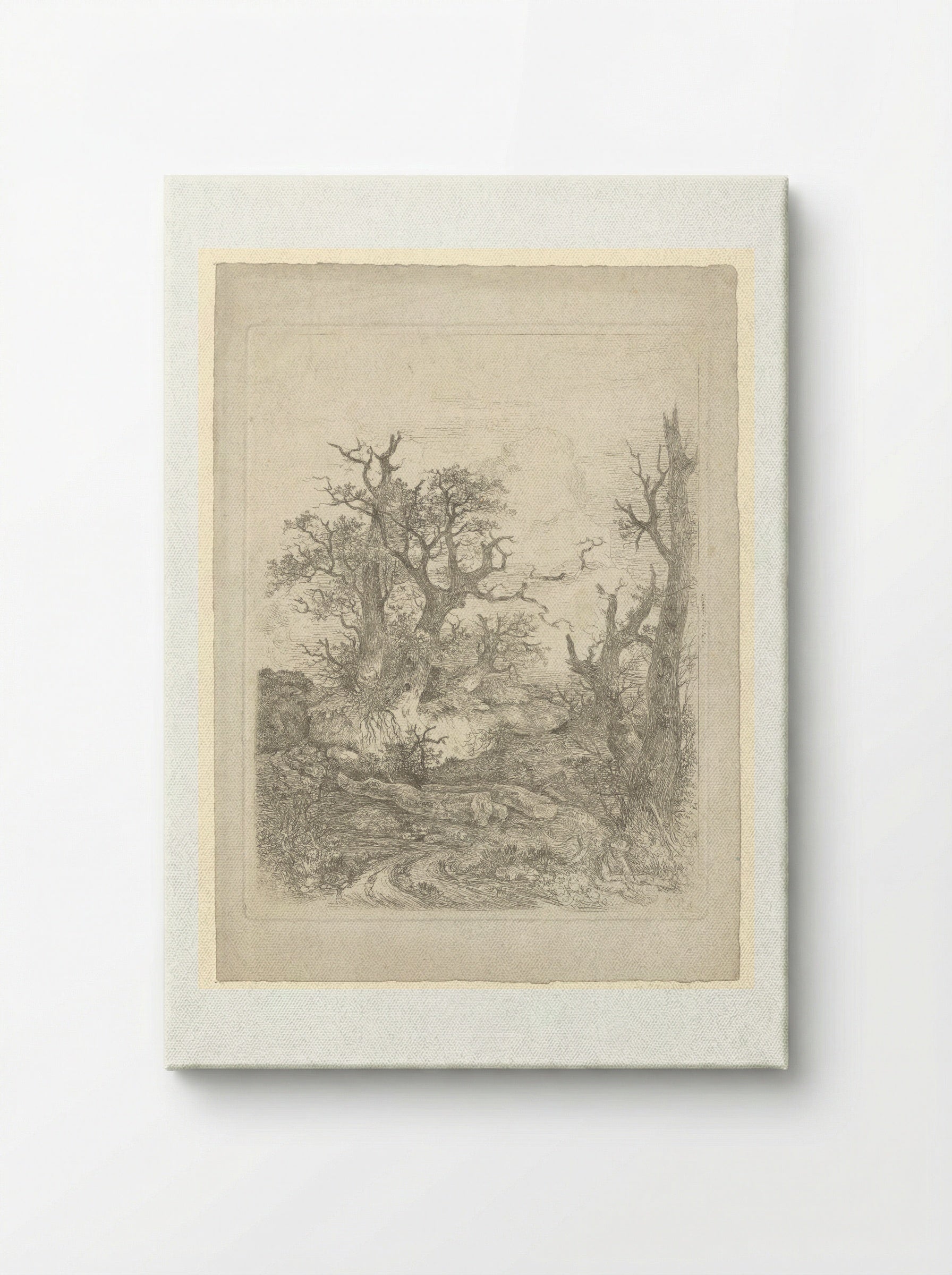 Boy Sitting Before a Bare Tree, Three Tree Trunks in the Centre - John Crome - Canvas