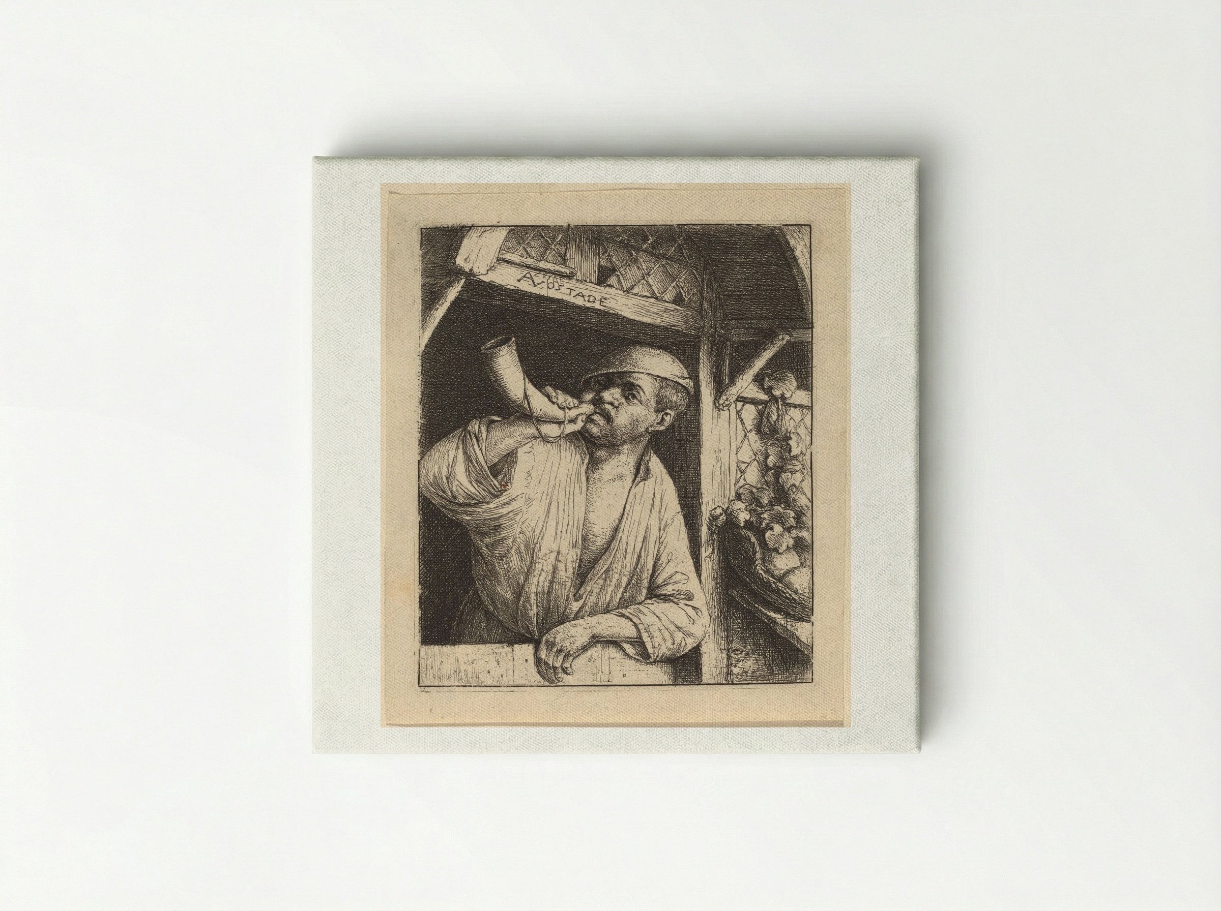 The Baker Sounding His Horn - Adriaen van Ostade - Canvas