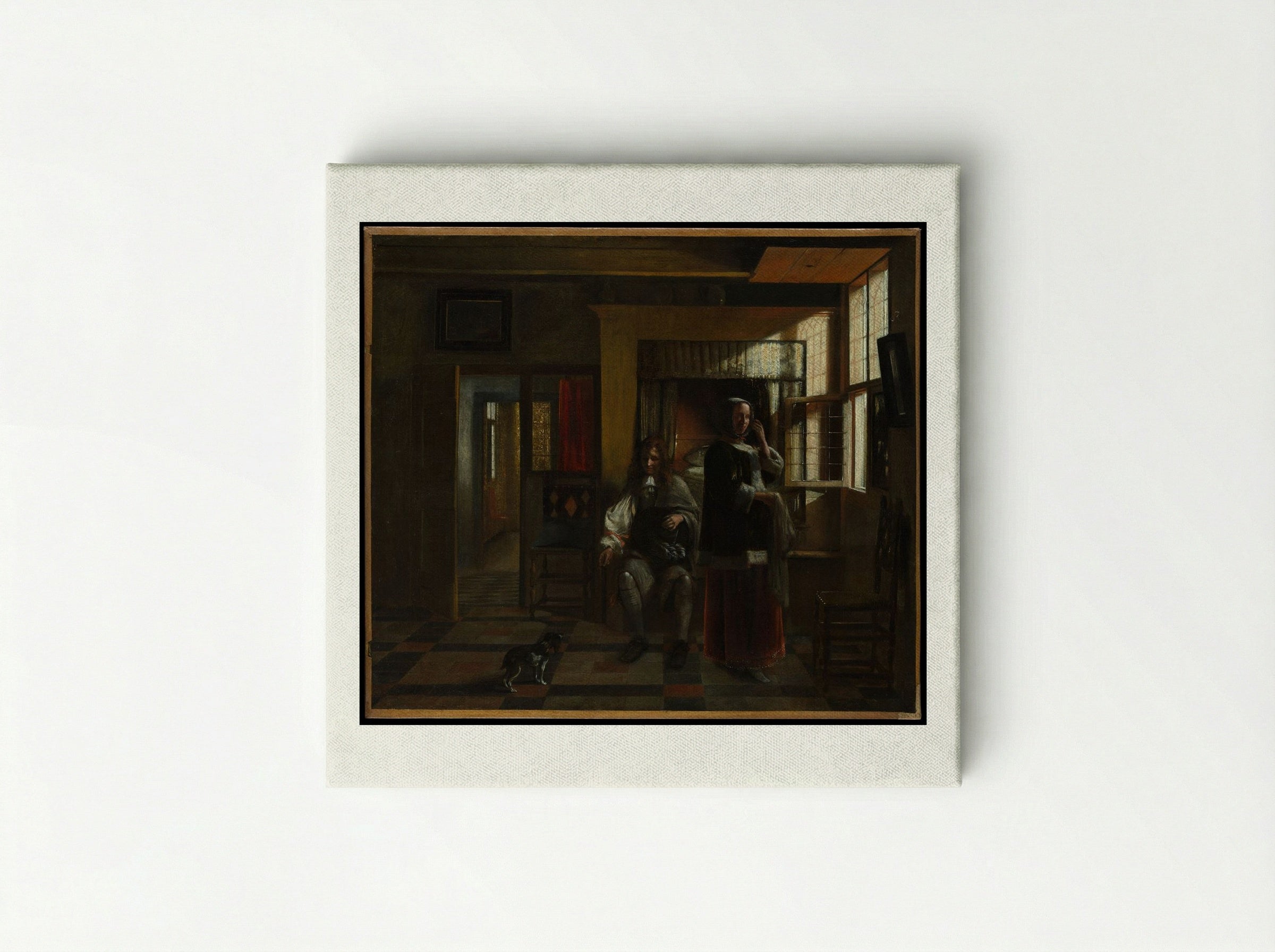 Interior with a Young Couple - Pieter de Hooch - Canvas